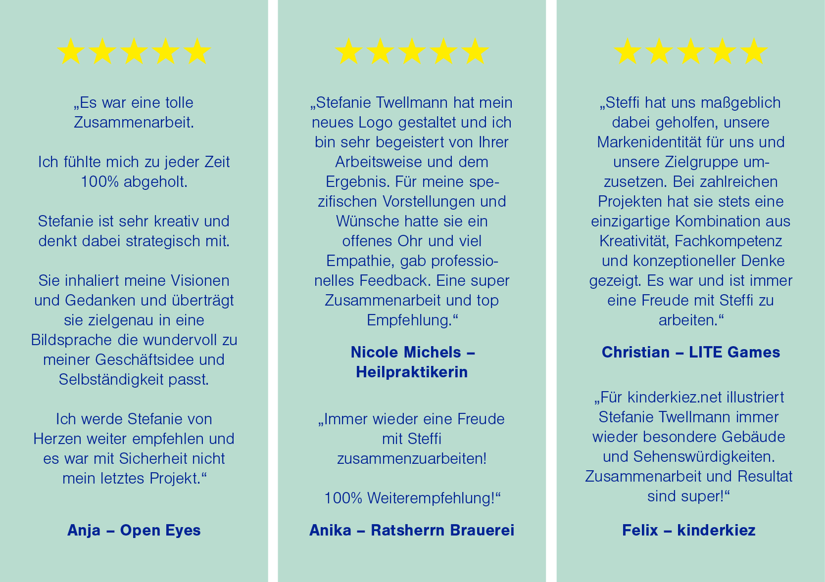 Bewertungen von zufriedenen Kunden von Stefanie Twellmann // illustratives Branddesign, Verpackungsgestaltung, Illustration, Hamburg