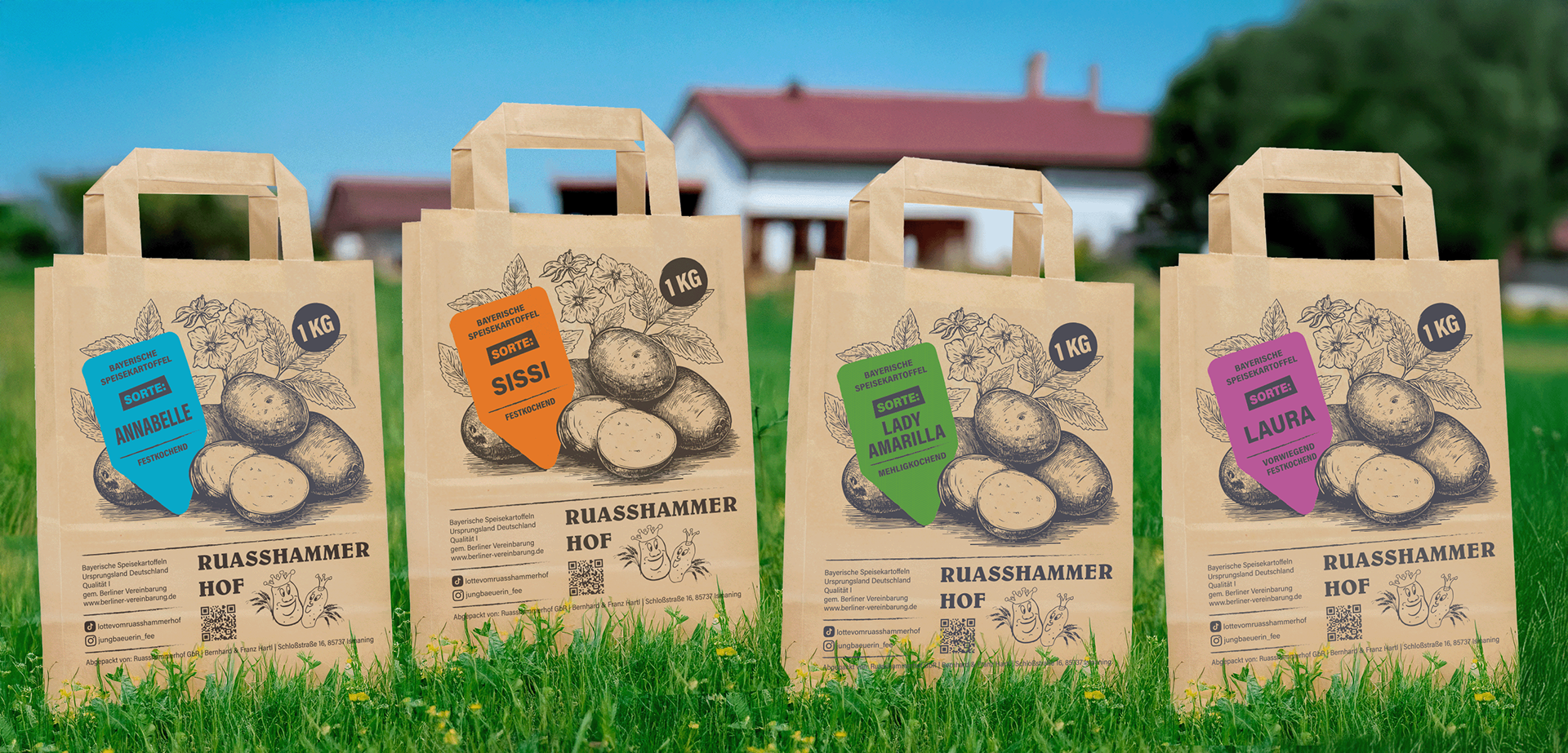 illustratives Verpackungsdesign für Tüten, Kunde. Ruasshammer Hof, von Stefanie Twellmann, Hamburg