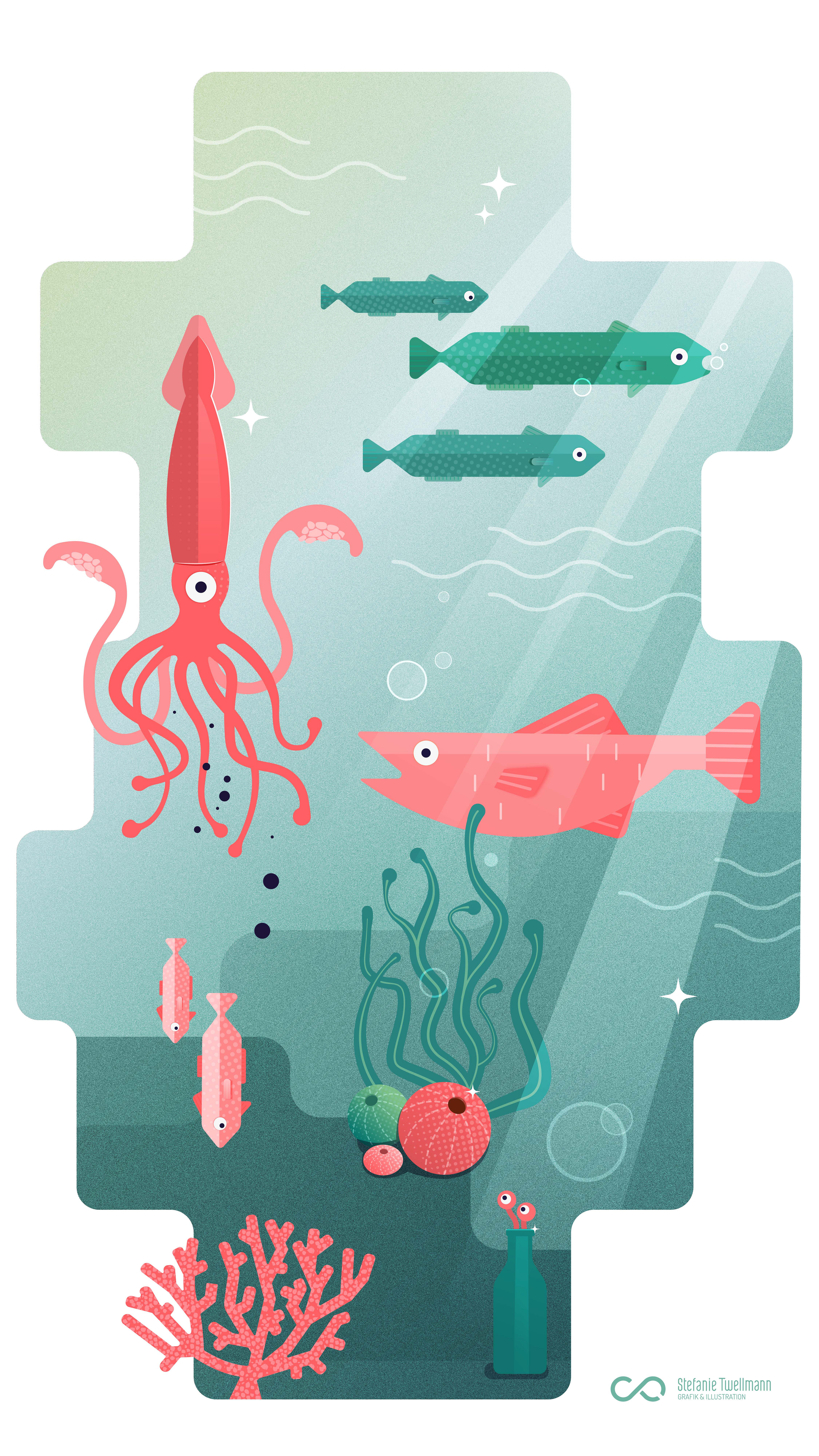 finale Illustration: Underwater World von Stefanie Twellmann, illustrative Brand Designerin, Hamburg