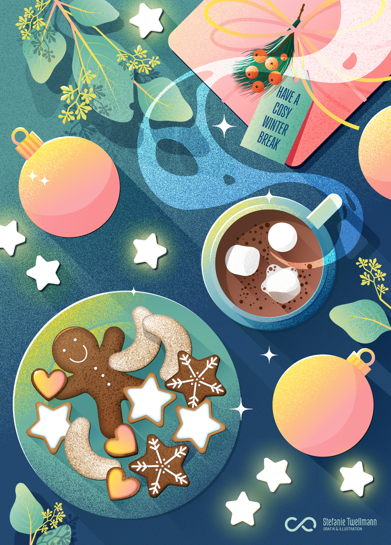 Winter Break Motiv als Social Media Beitragspost, illustratives Design, Stefanie Twellmann, Hamburg