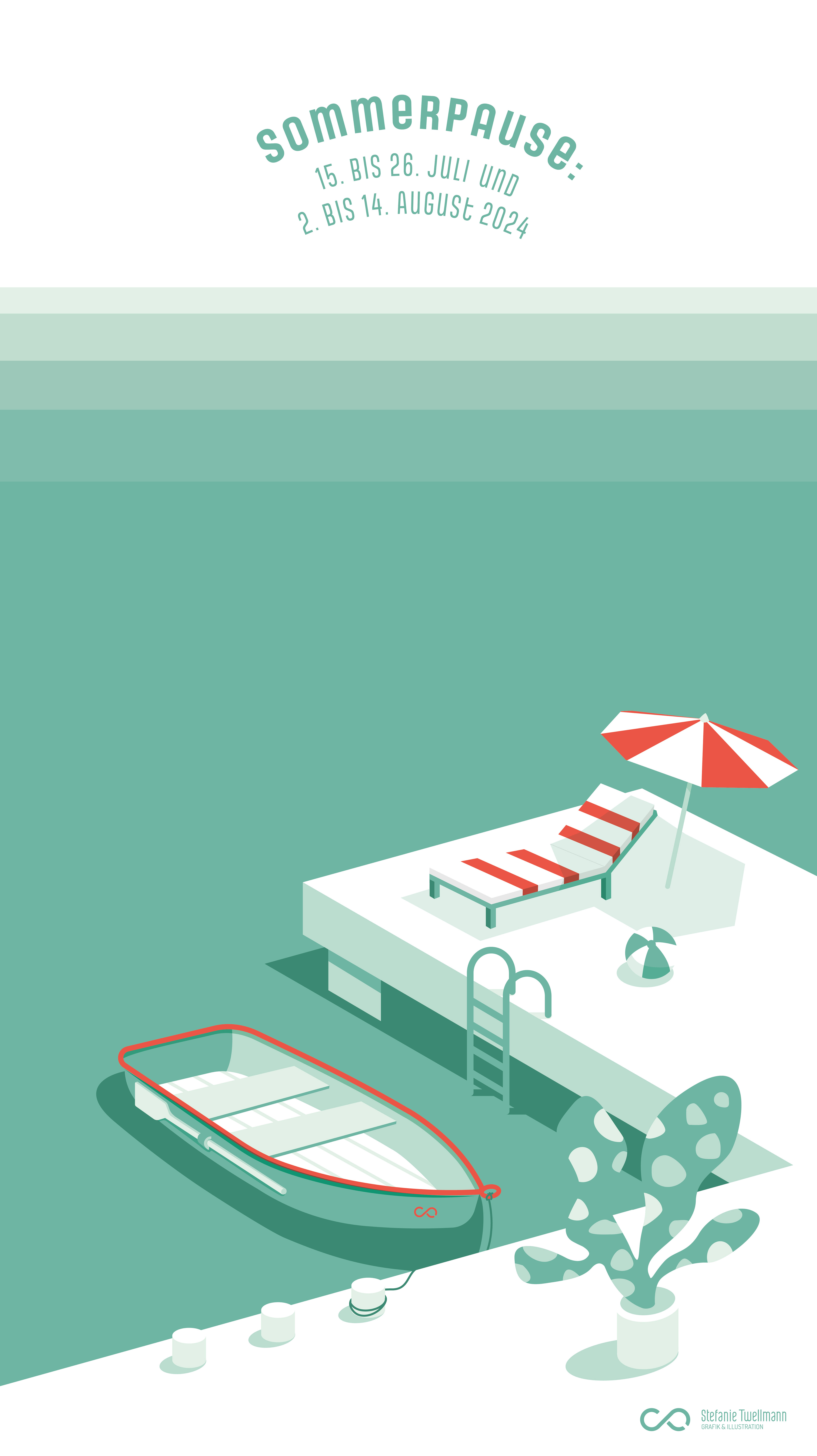 Vektor illustriertes Motiv zur Sommerpause von Stefanie Twellmann