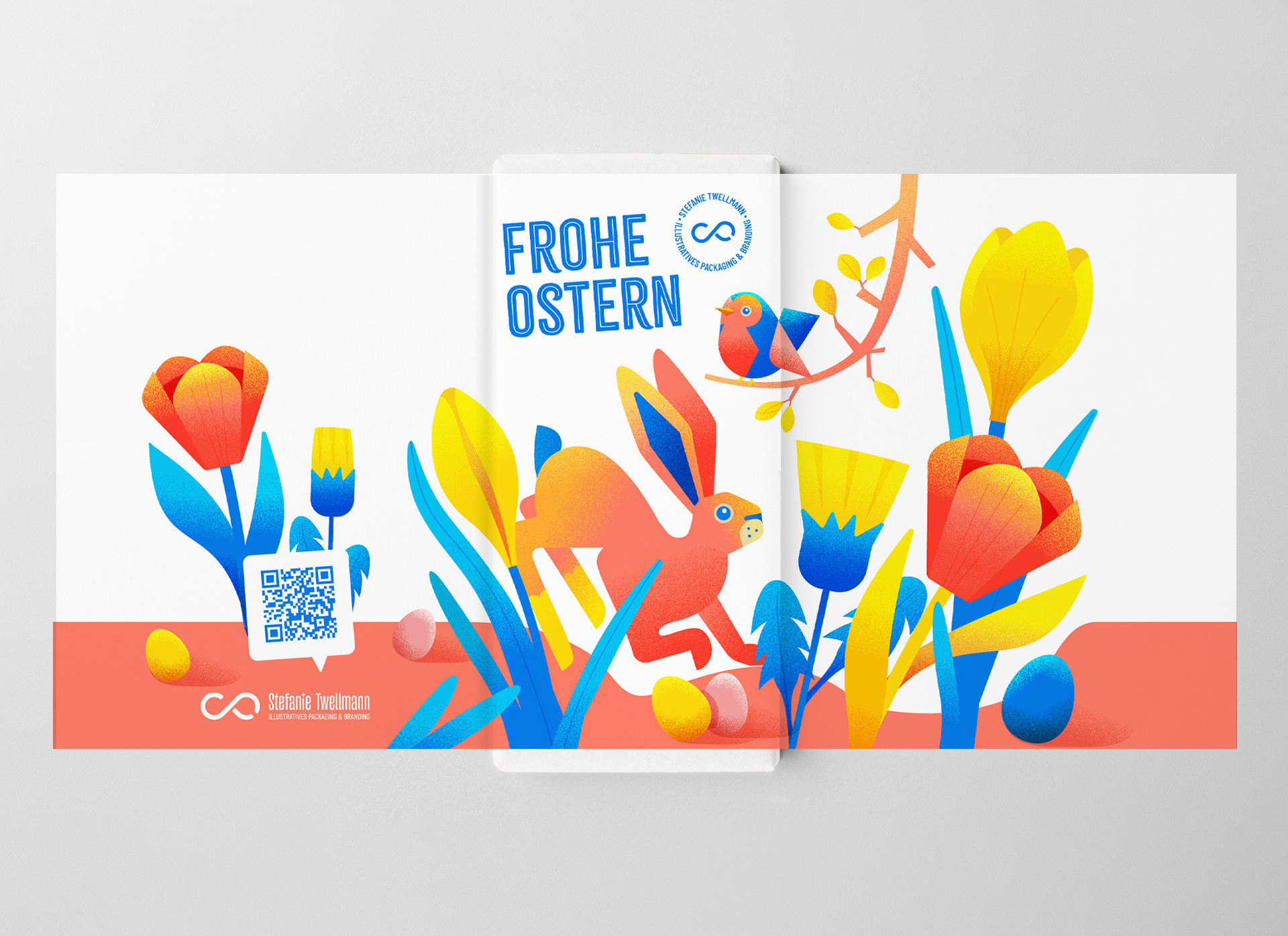 Mockup meiner saisonalen Bandeolengestaltung , aufgelegt auf eine Tafelschokolade