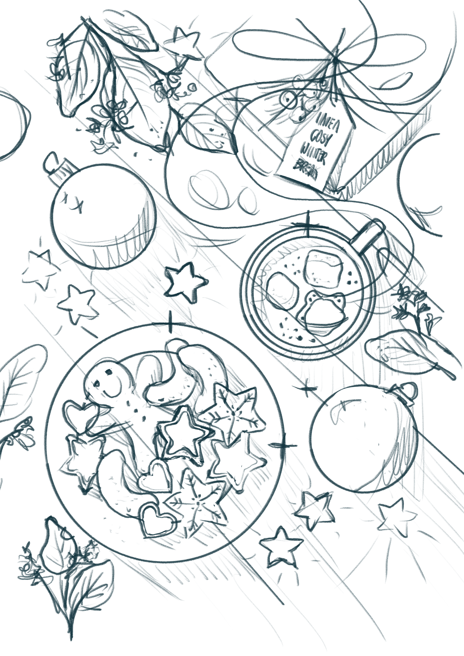 Sketch zum Winter Break Motiv, Vektor-Illustration, Stefanie Twellmann, Hamburg