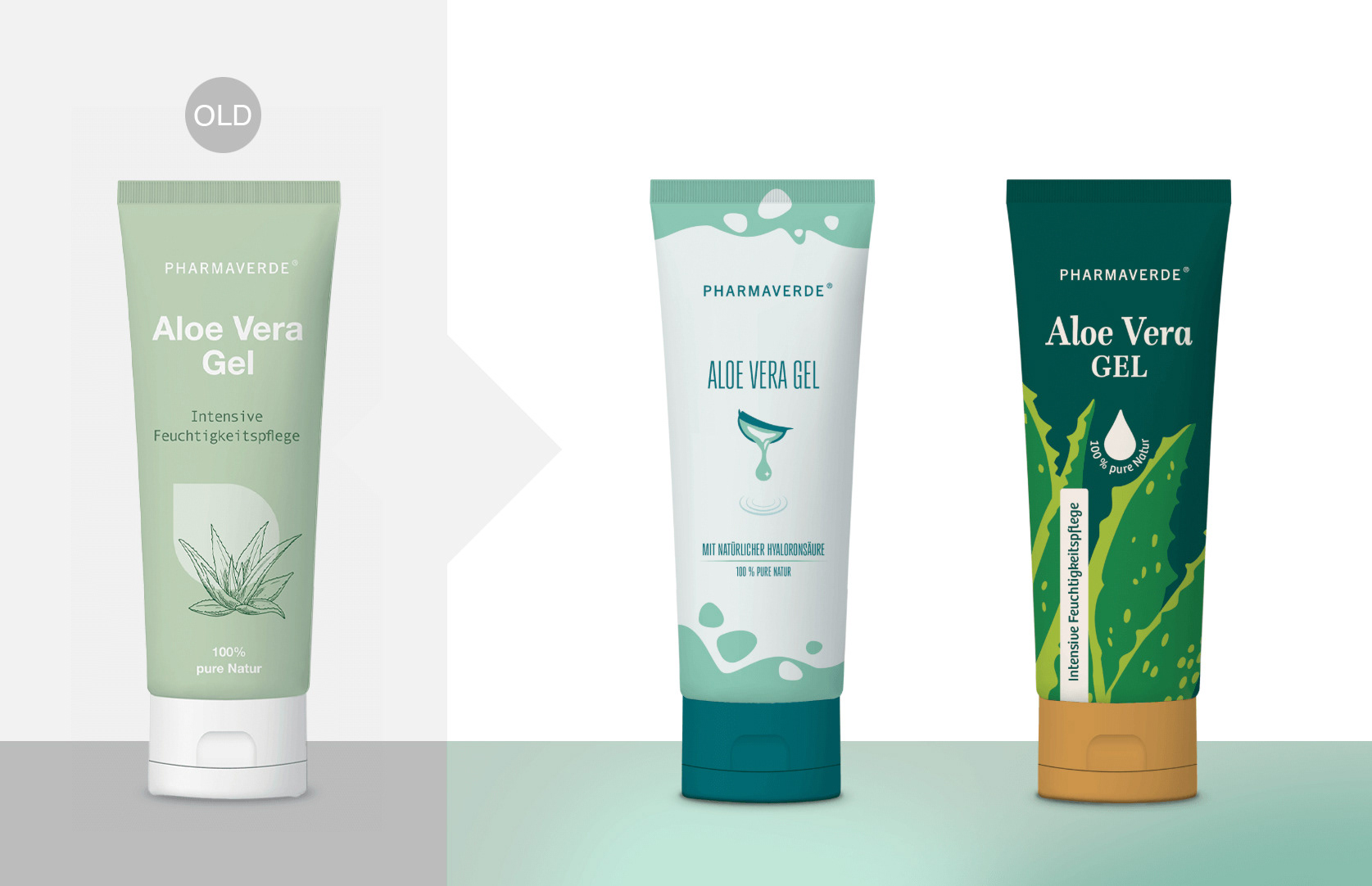 Abbildung des alten Designs , daneben die zwei neu konzipierten Tuben-Designs von Stefanie Twellmann im illustrativen Design, Hamburg