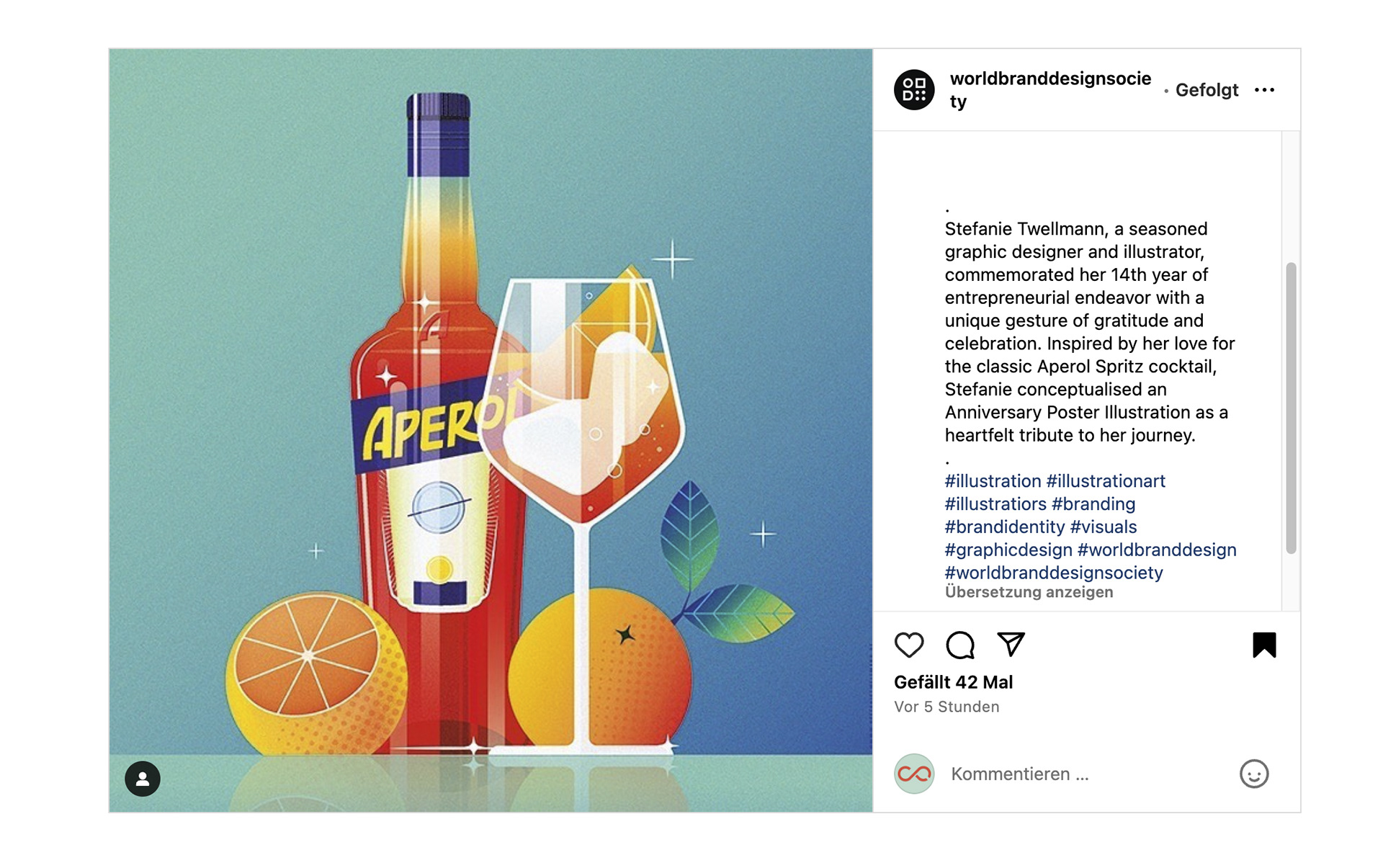 Veröffentlichung der Poster Motiv Illustration von Stefanie Twellmann, Grafik und Illustration, Hamburg durch die World Brand Design Society, Instagram Account