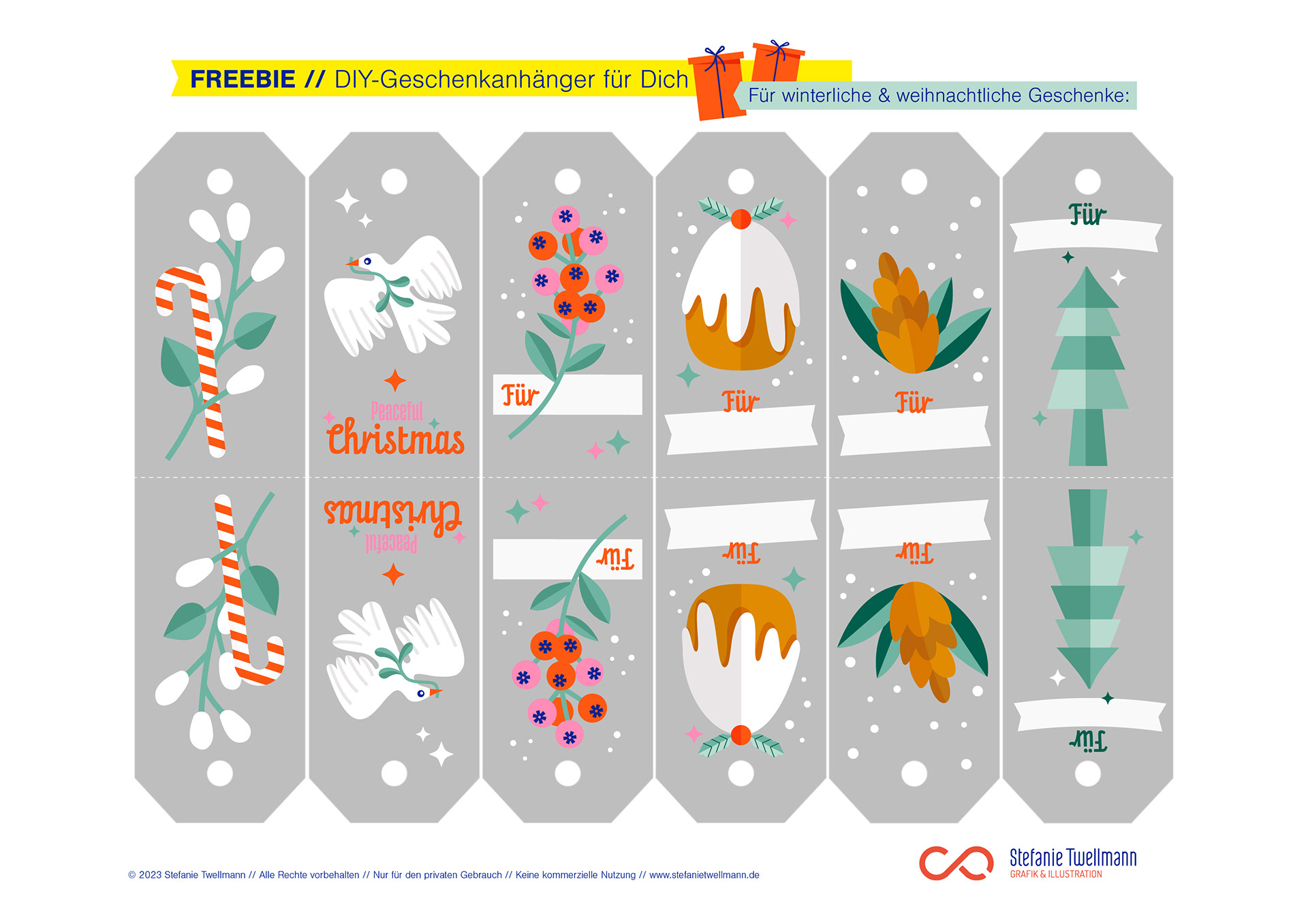Freebee, DIY-Geschenkanhänger, gestaltet von Stefanie Twellmann, Grafik und Illustration, Hamburg