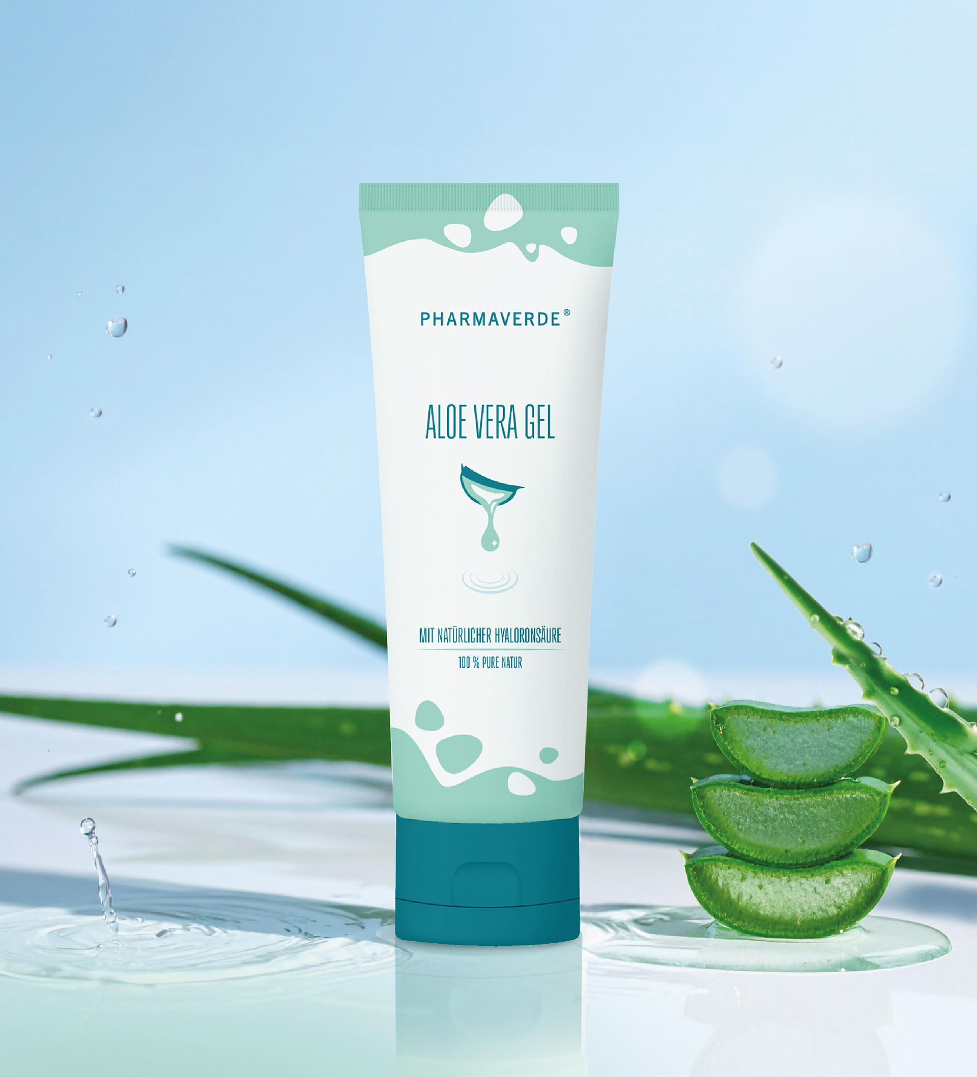 Mockup der Standtube, Konzept-Design Modern Hydration für das Aloe Vera Gel, von Stefanie Twellmann, illustratives Packaging Design