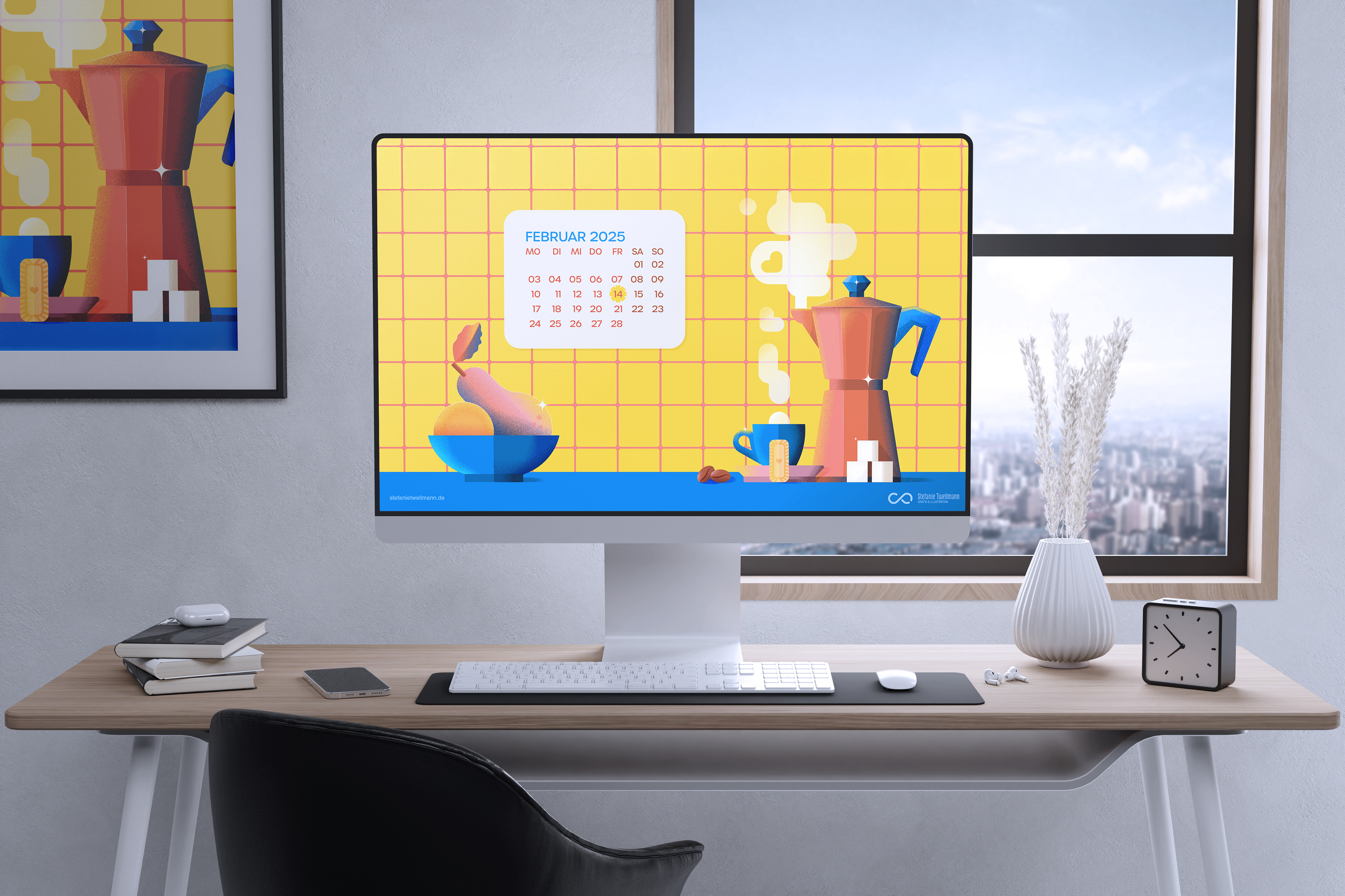 Desktop Kalender Illustration, Freebie, Stefanie Twellmann // illustratives Brand Design, Hamburg