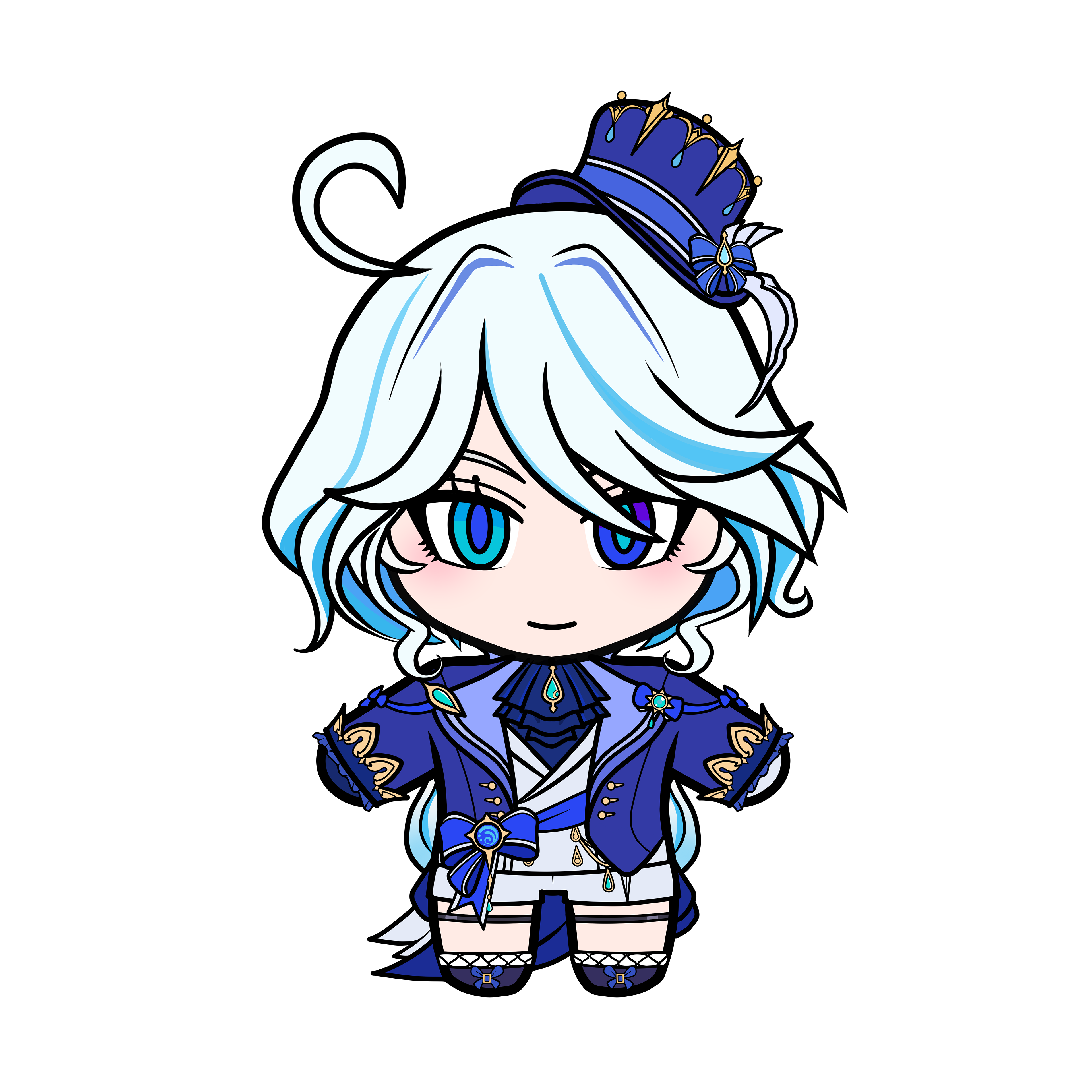 I didn't add the very round tips at the top of Furina's hat since her hat was already making the stickers disproportionate in size to her peers.
