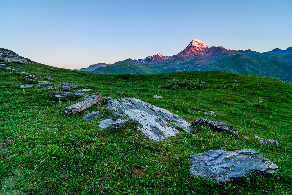Alpine glow on Mount Kazbek 