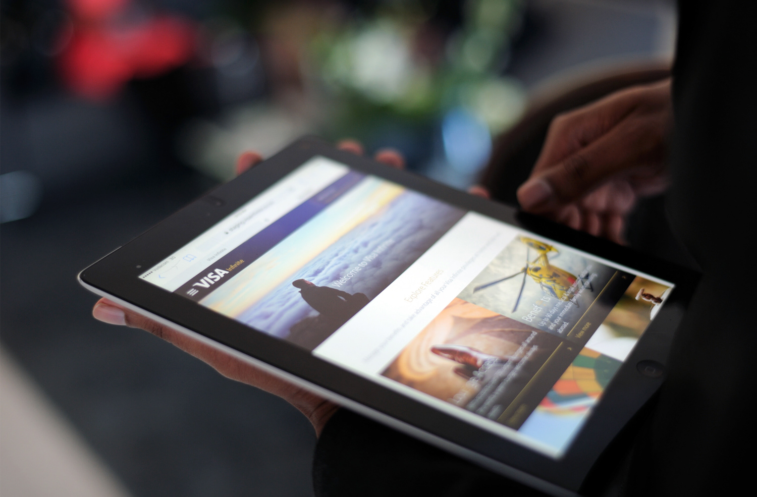 person viewing the Visa Cards Africa platfrom on their iPad