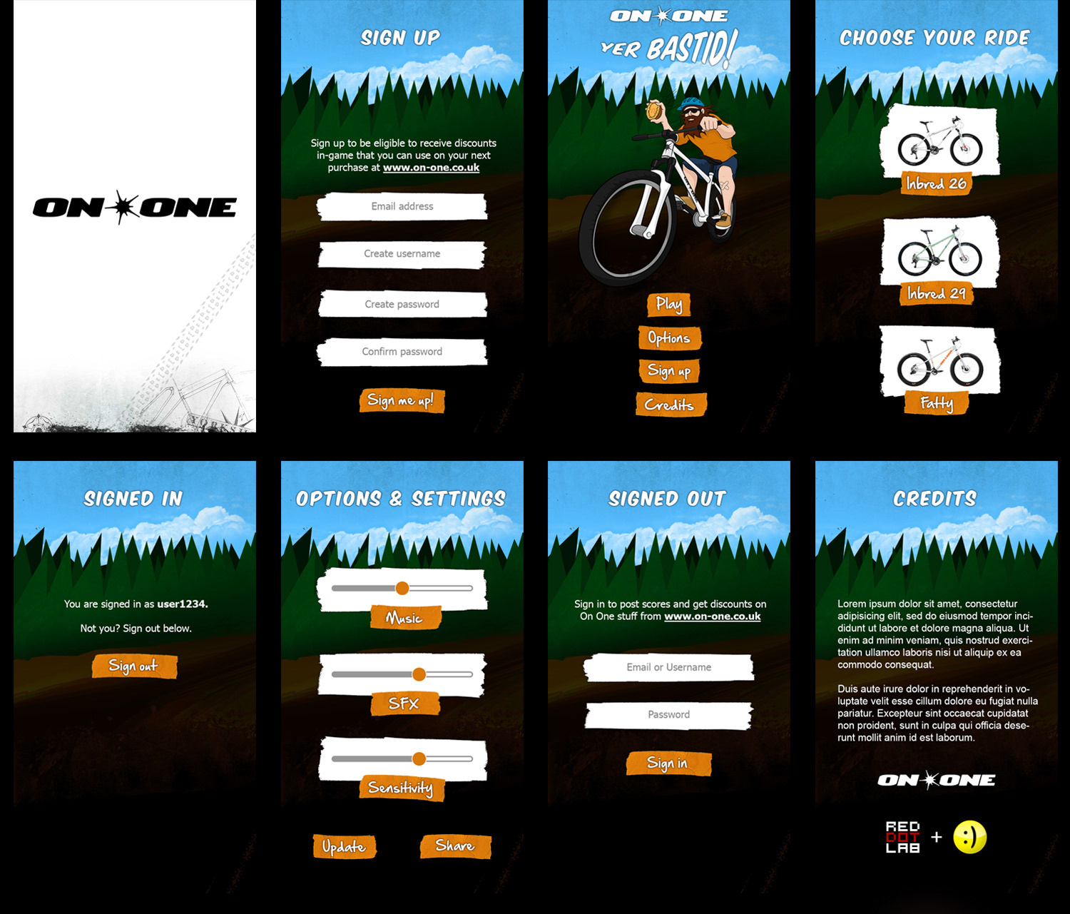 user interface design for yer bastid bicycle racing game on mobile phones
