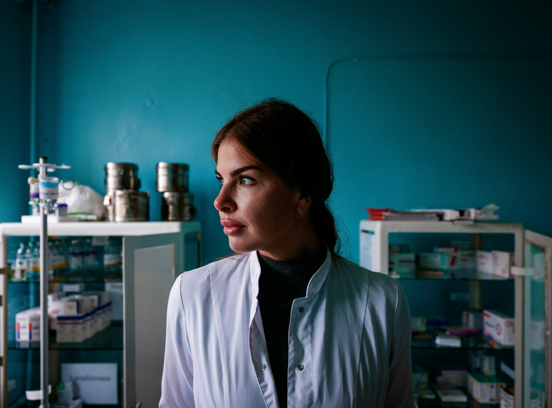 Alina Katsalap — a doctor in the palliative care department of a hospital in the city of Nizhyn. Chernihiv Region, Ukraine. October 29, 2025.