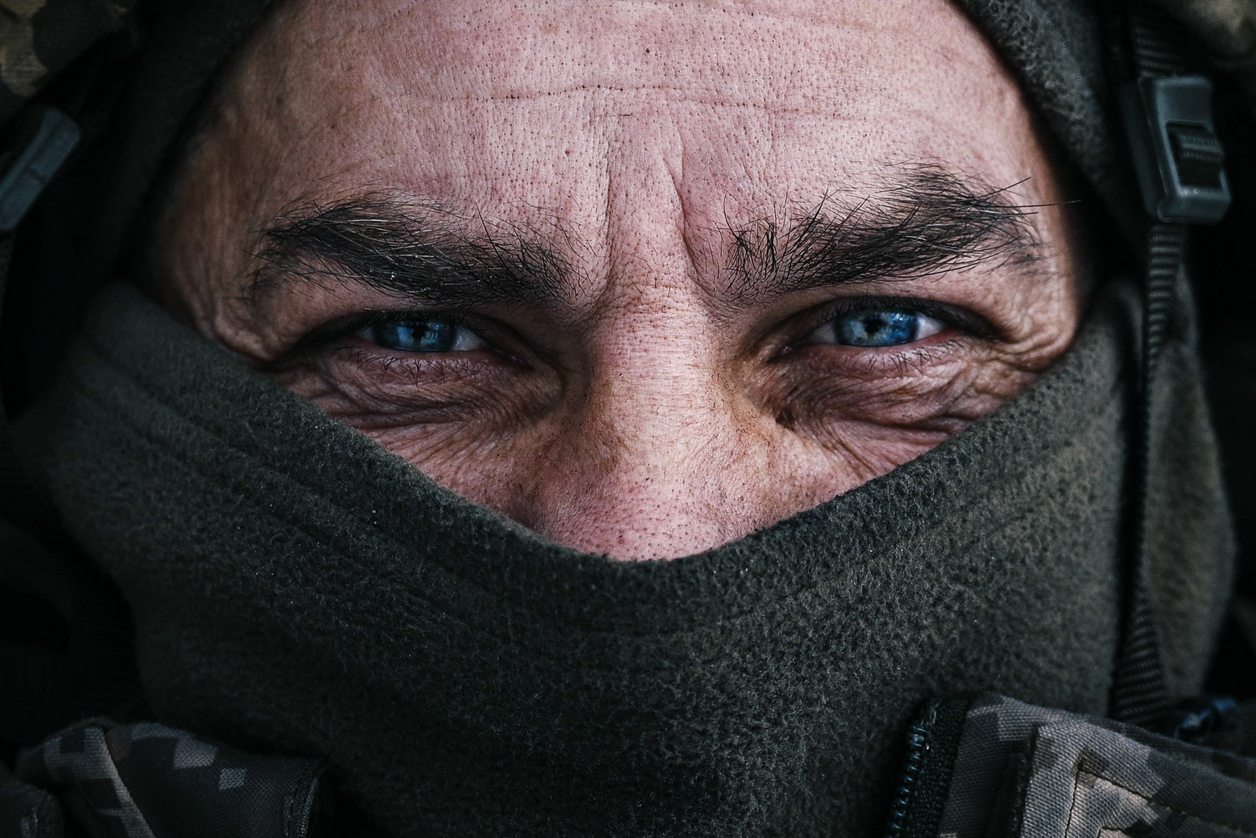 Portrait of a Ukrainian soldier during military training. Chernihiv Region, Ukraine. November 22, 2024