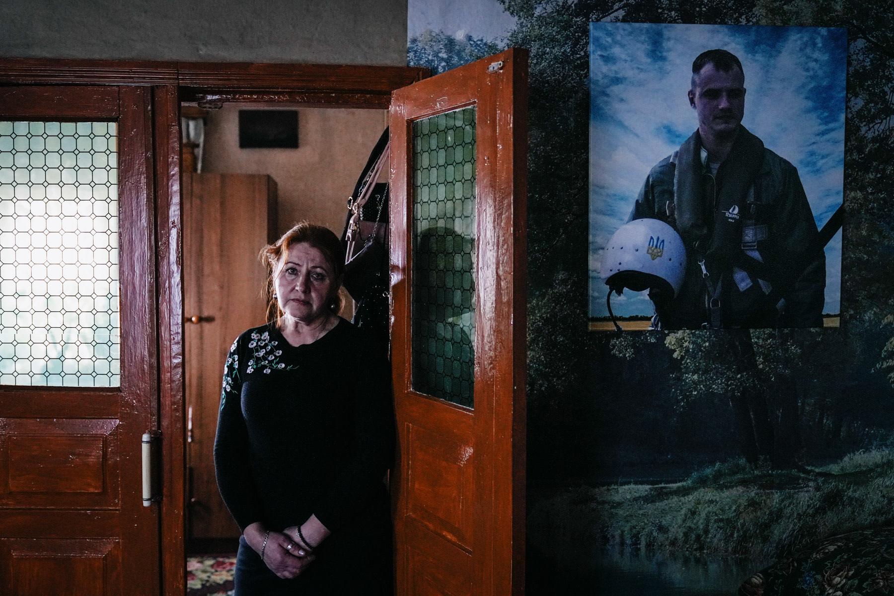 The mother of Ukrainian military pilot Oleksandr Myhula, who was killed in action. Chernihiv Region, Ukraine. March 12, 2025.