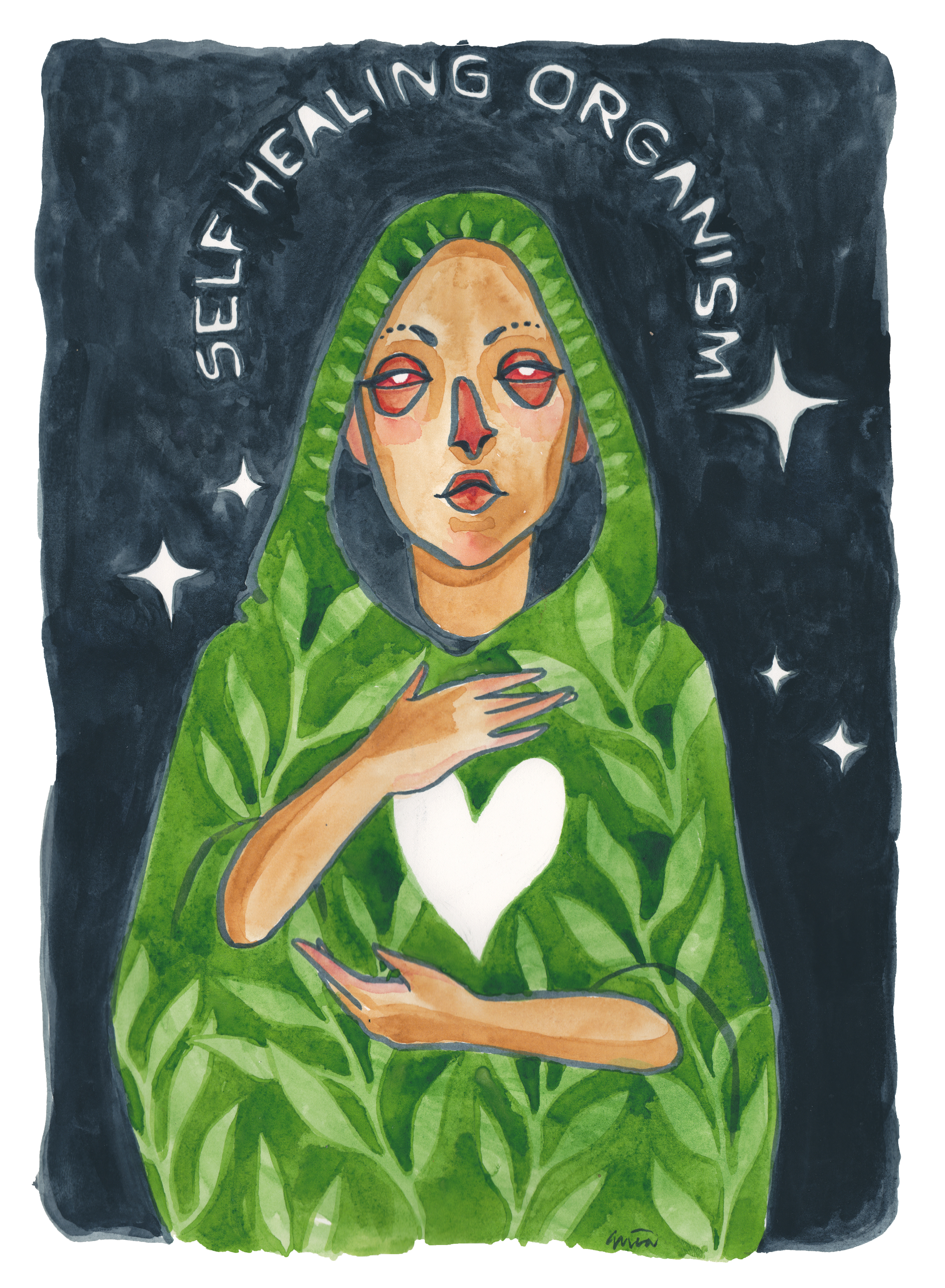 "Self Healing Organism" $210 10x14 (with mat and frame)