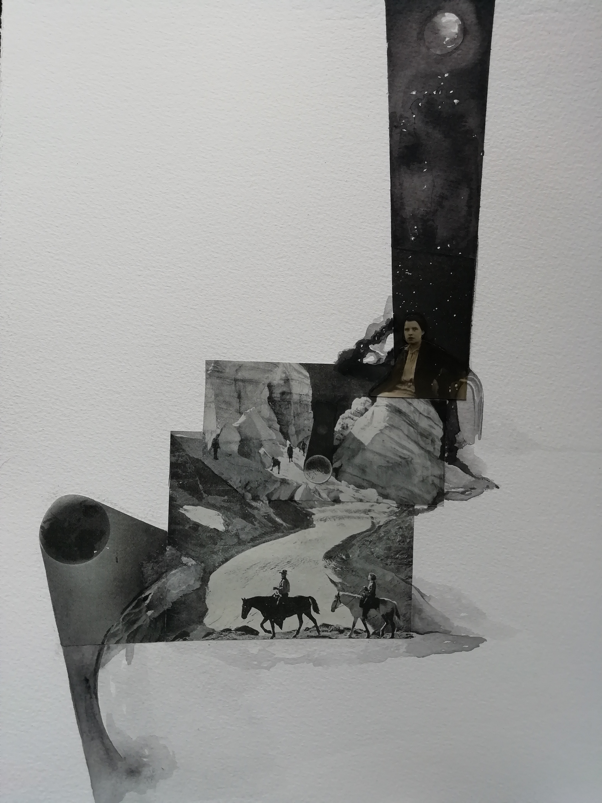 Angela Viola_Interior landscapes_2020_Collage grafite e acquerello su carta