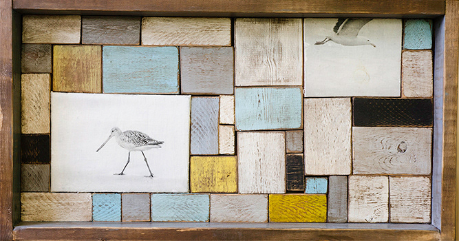 Art Box - "California Coast" Oct - 2016 - 12" x 22 1/2" - photo laser print on wood & canvas, wood, acrylic."