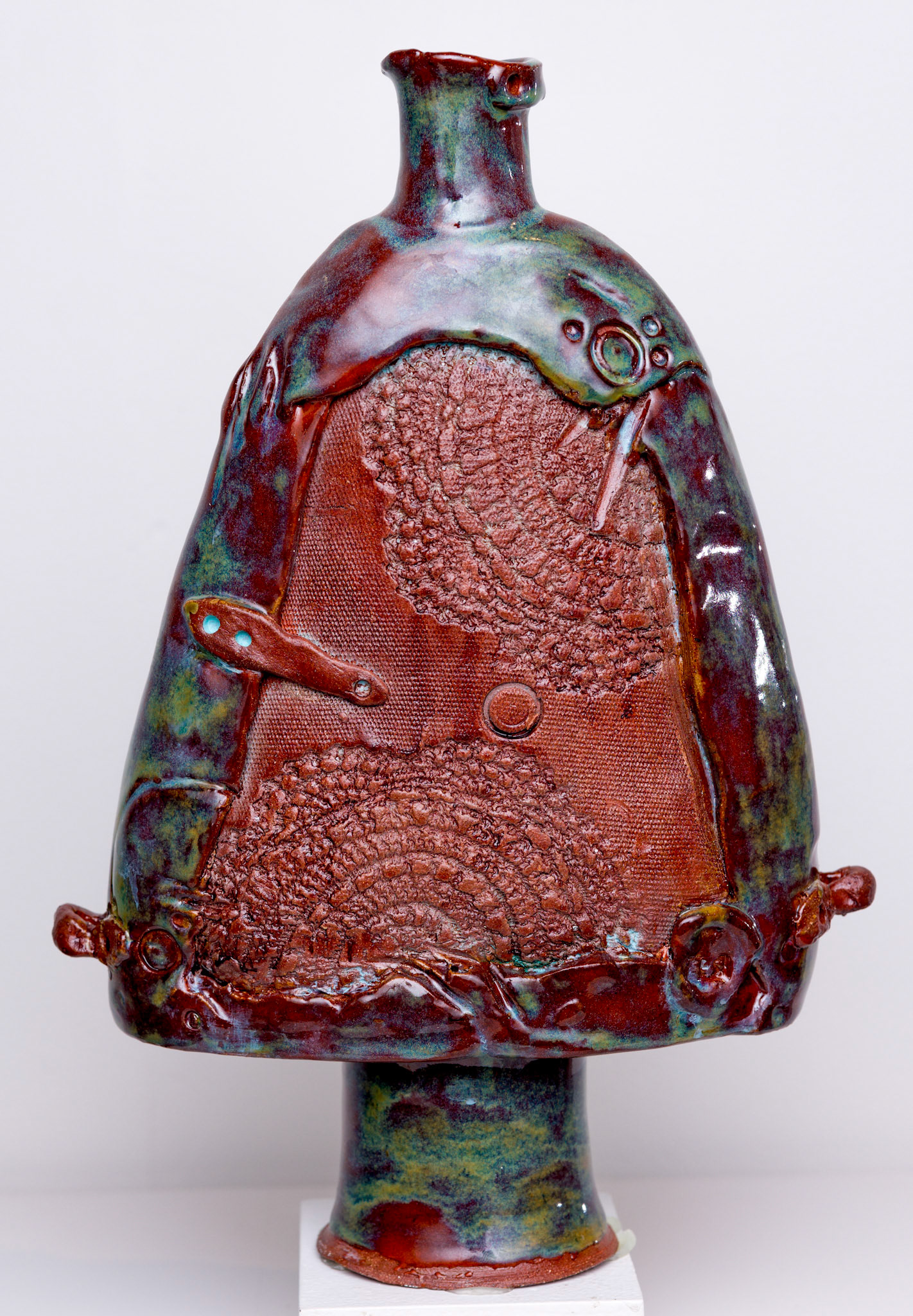 Zaken Jugs#2, Stoneware with Glaze and Wood Stain, 12” x 6” x 4”, 2022
