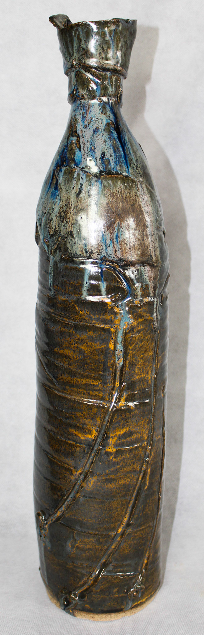 Copper Blue Vessel, Stoneware with cone 6 Glaze, 23" x 5.5" x 5.5", 2017