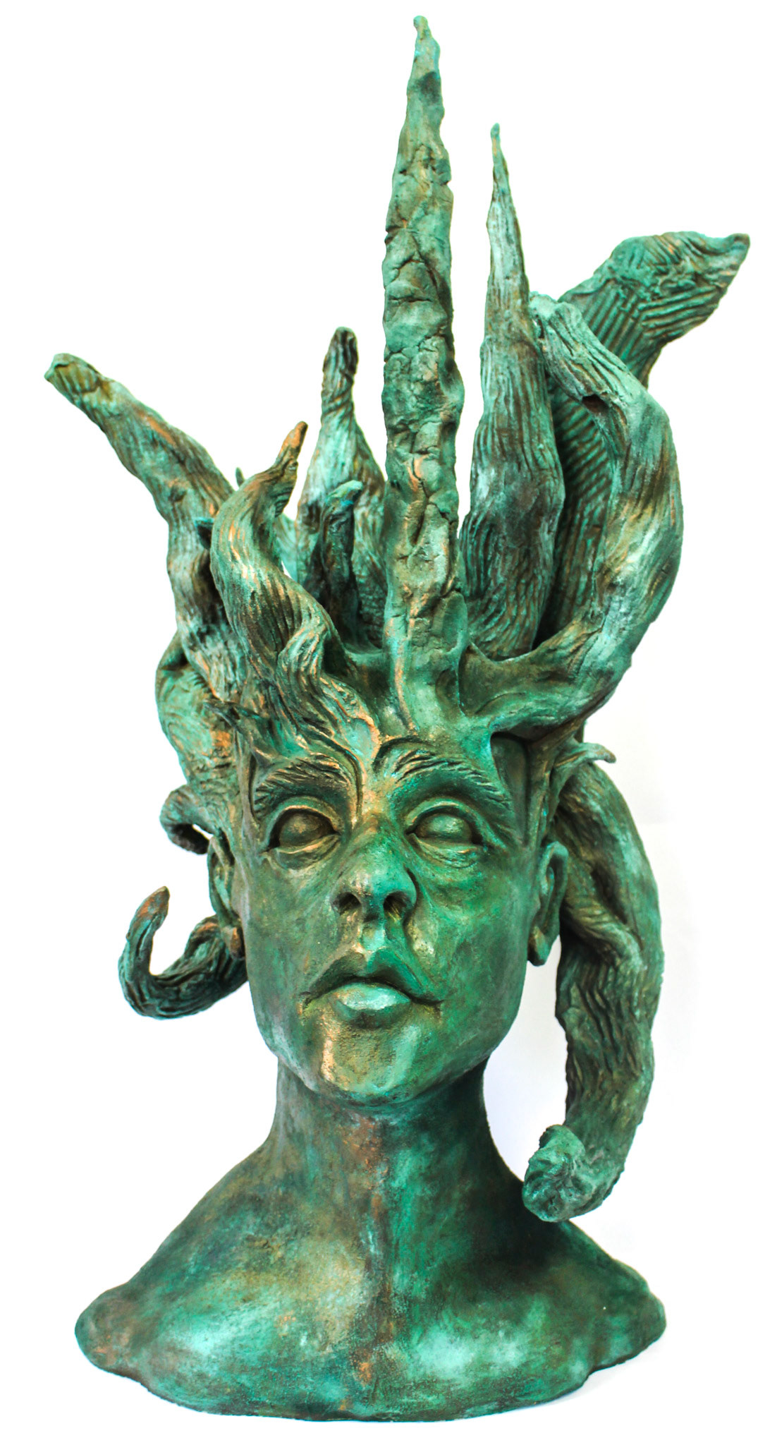 Cerununnos: Summer, Stoneware with Acrylic and Wax Patina, 28.5"x16"x16", 2022