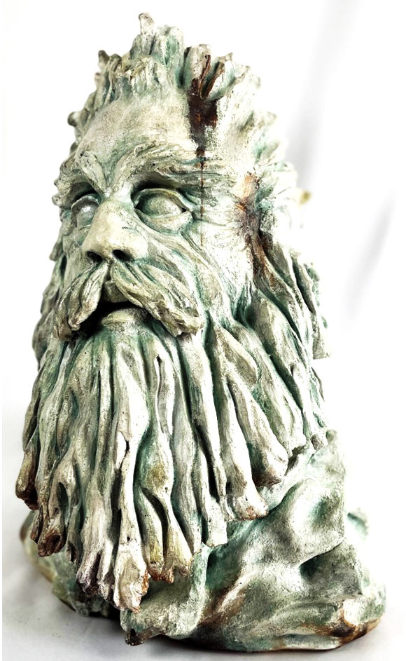 Barbegazi of the Frozen Beard, Terra Cotta with Acrylic Paint and Wax Patina, 2022