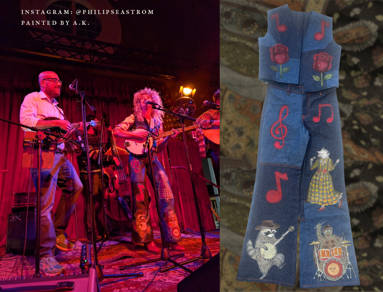 Custom denim set for @meelsmusic, designed by @philipseastrom, painted by me