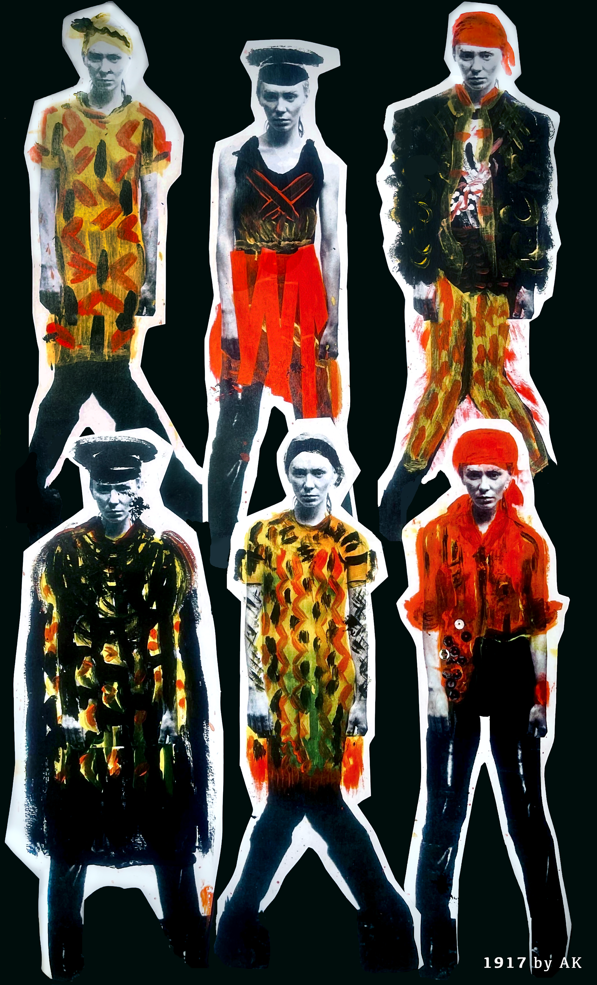 Design collage for the 1917 collection inspired by punk and constructivism