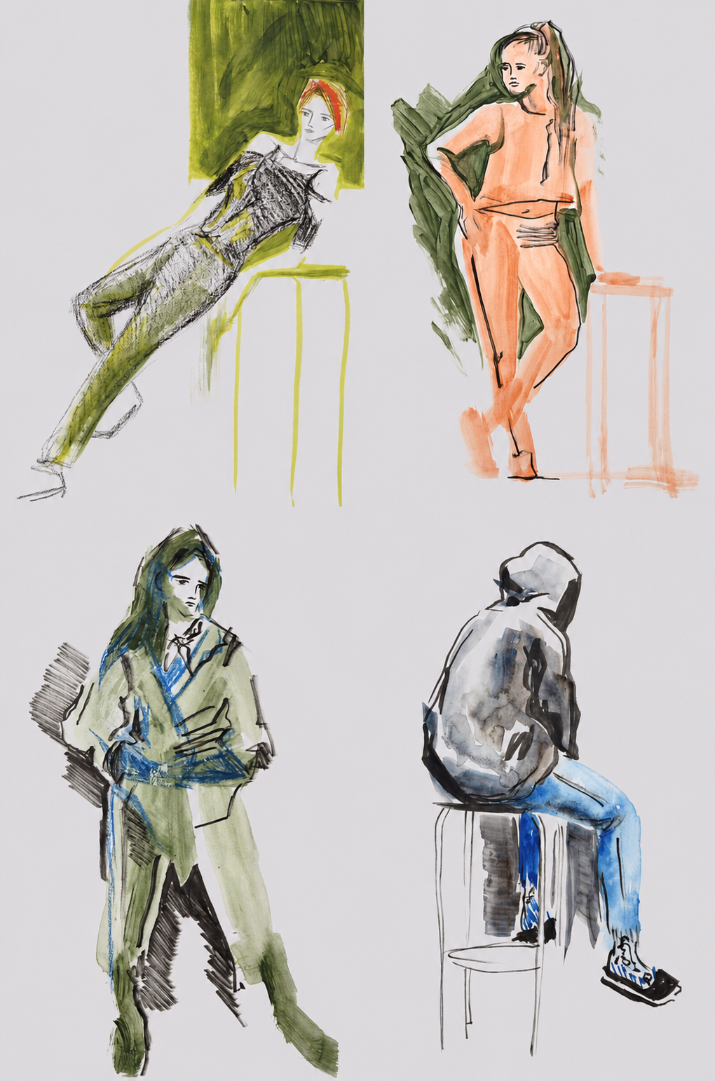 "Impressions of Friends", life painting in watercolor and crayons