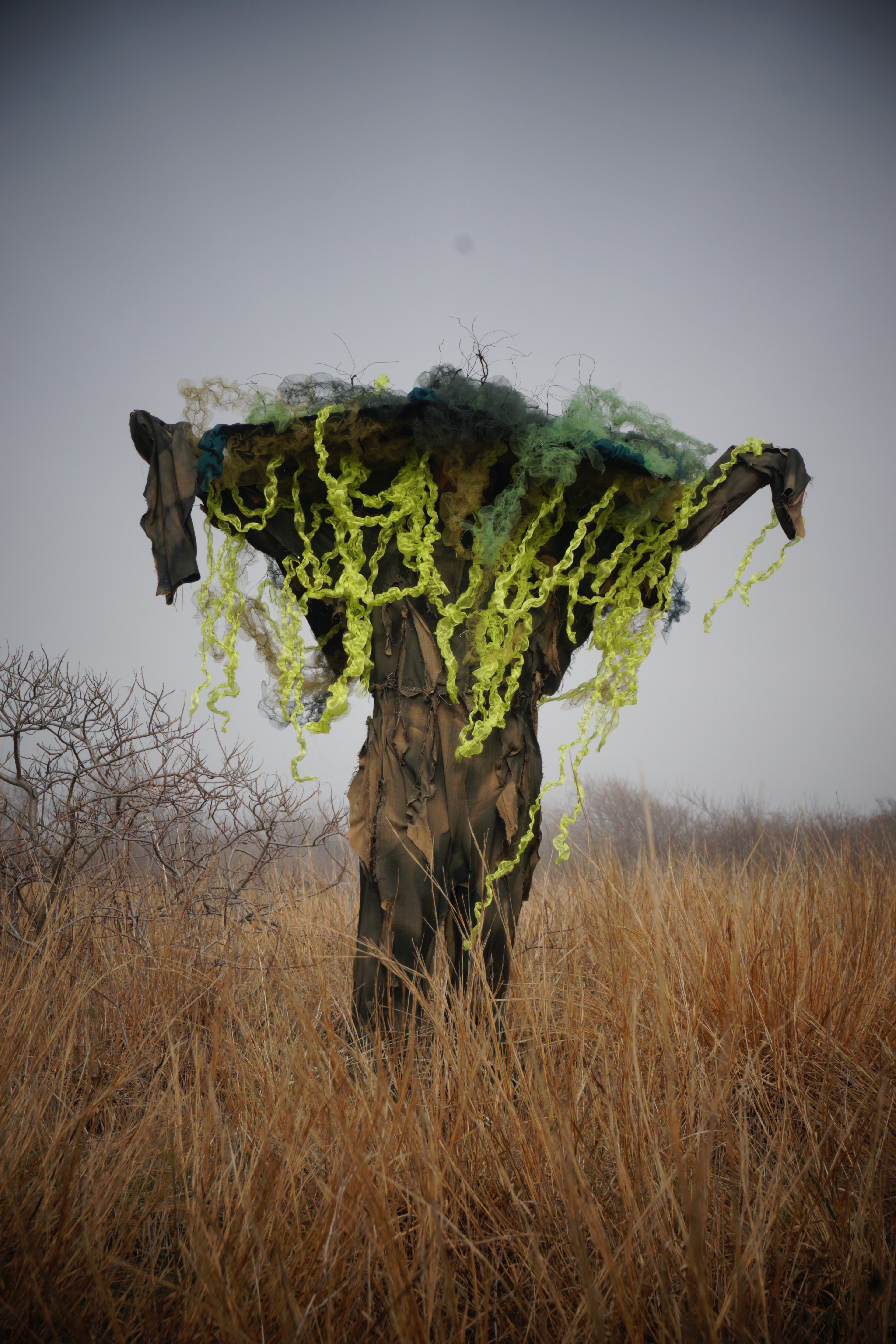The green oak costume is made from up-cycled hand-dyed wool and scrap fabrics, AK 2019