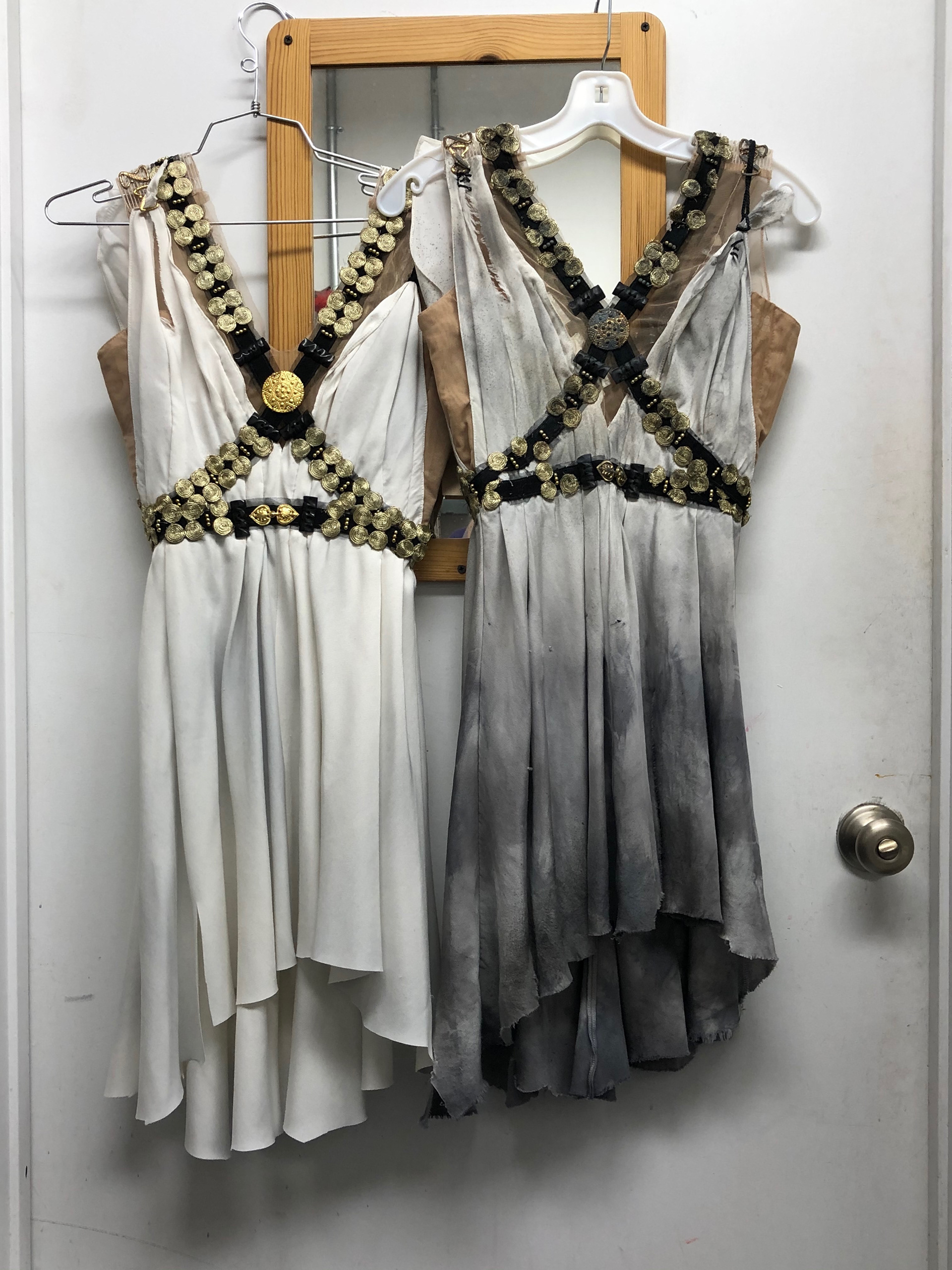Before and after distressing, costumes for Of Love and Rage, American Ballet Theater | Made at Eric Winterling, Inc.