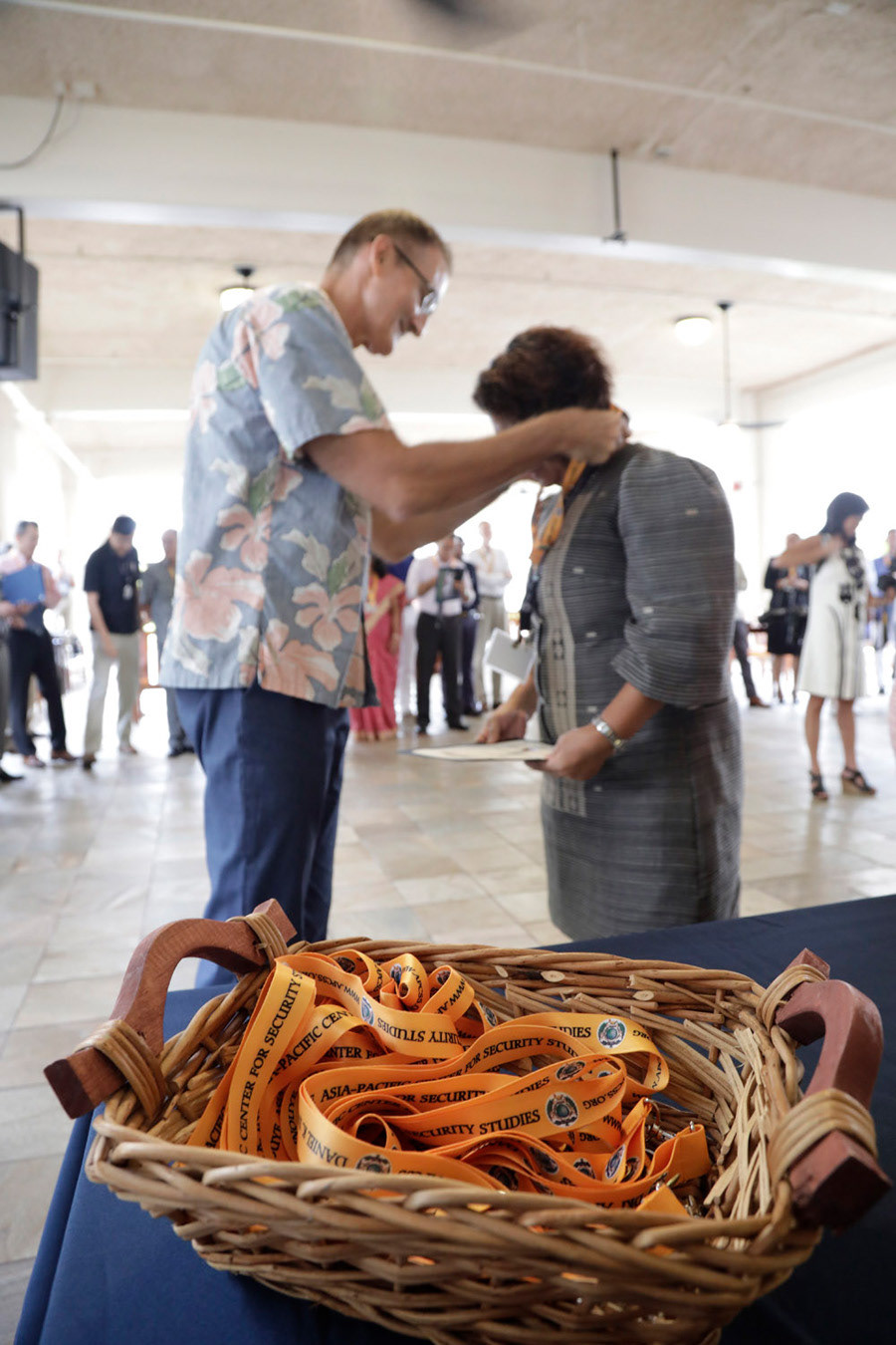 Completing a course at the Asia Pacific Center for Security Studies receive their Gold Lanyard.