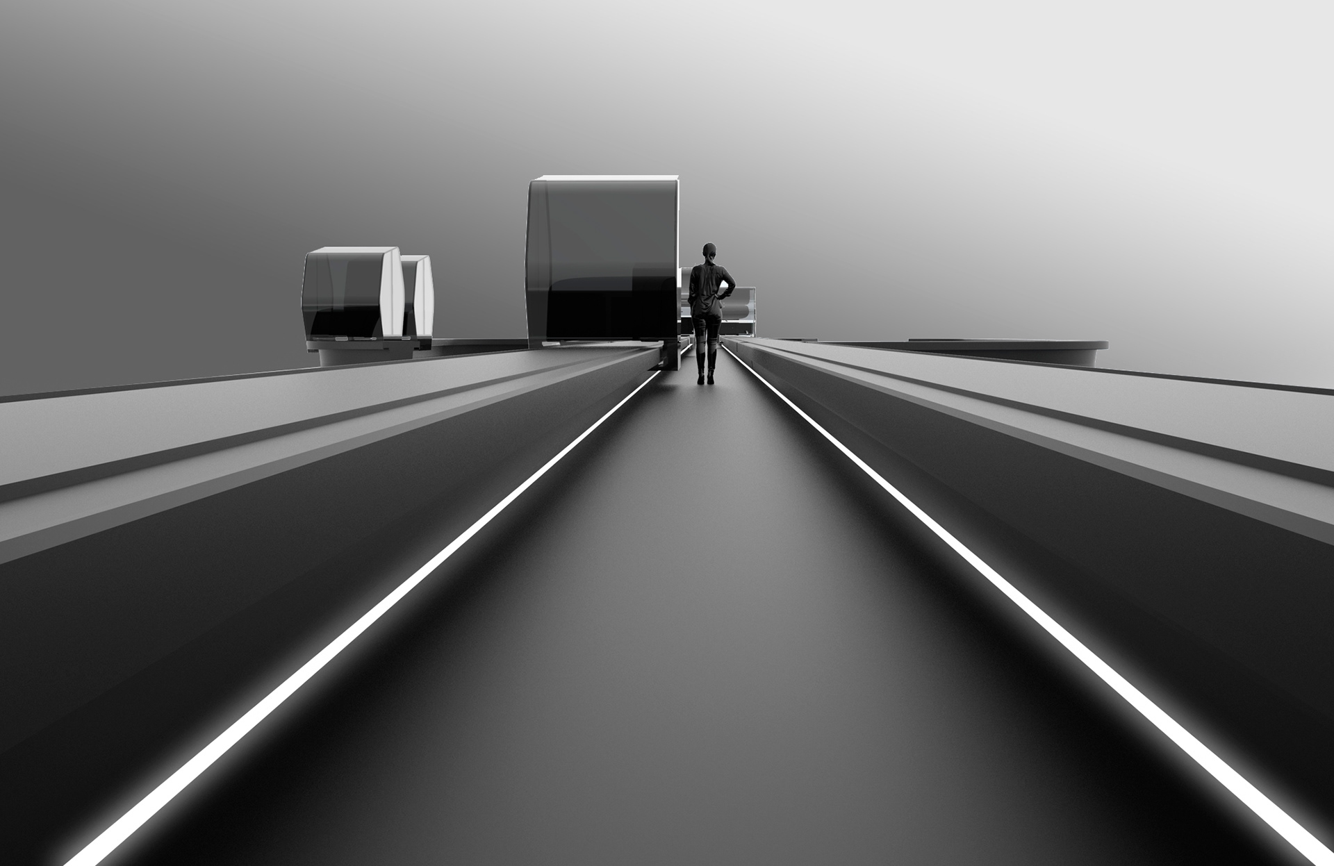 The track is designed to give room for passengers in emergency situations. Between the two directions of wagons there is a 80cm gap.