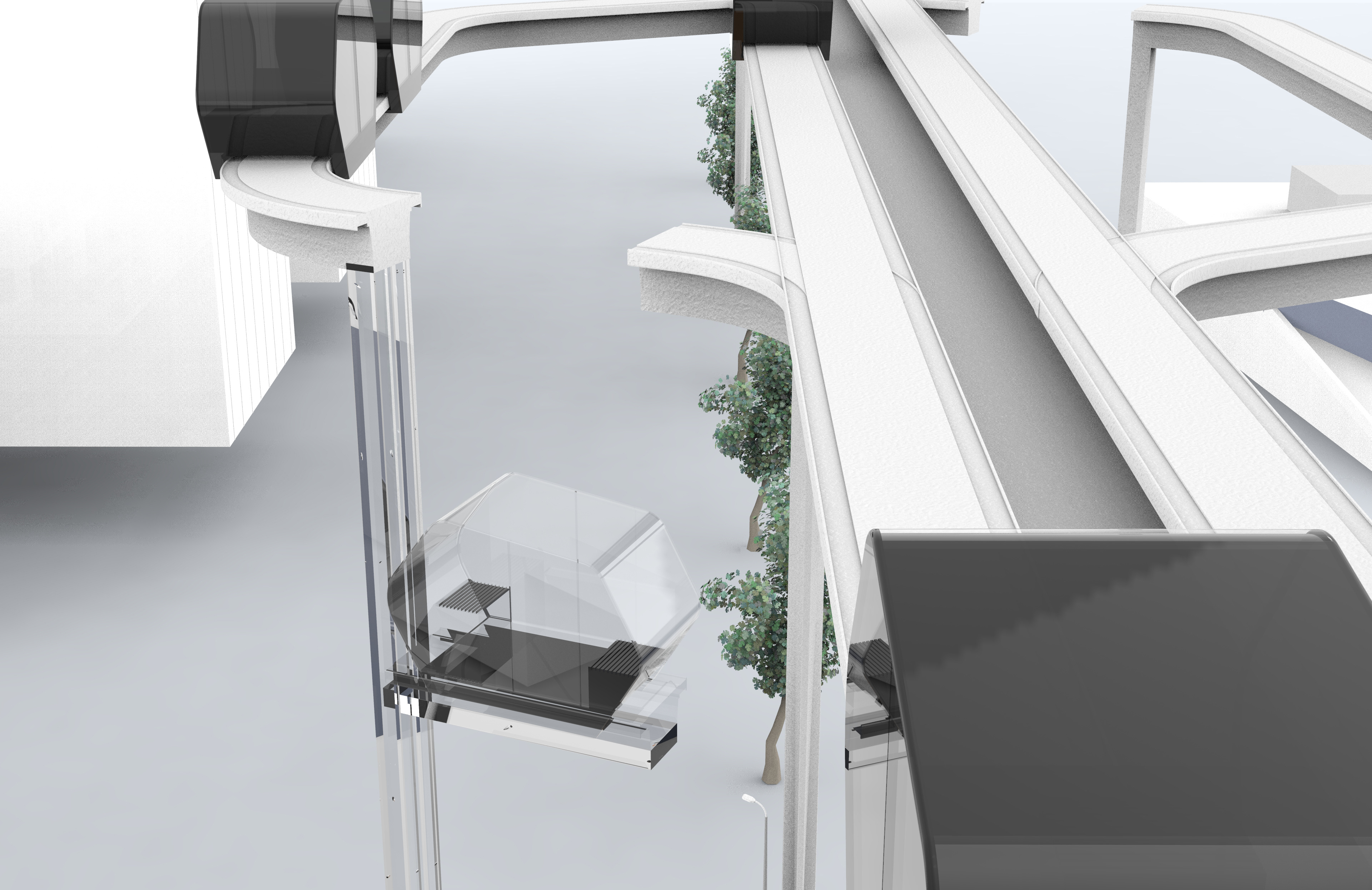 Elevator in glass - how it looks like inside