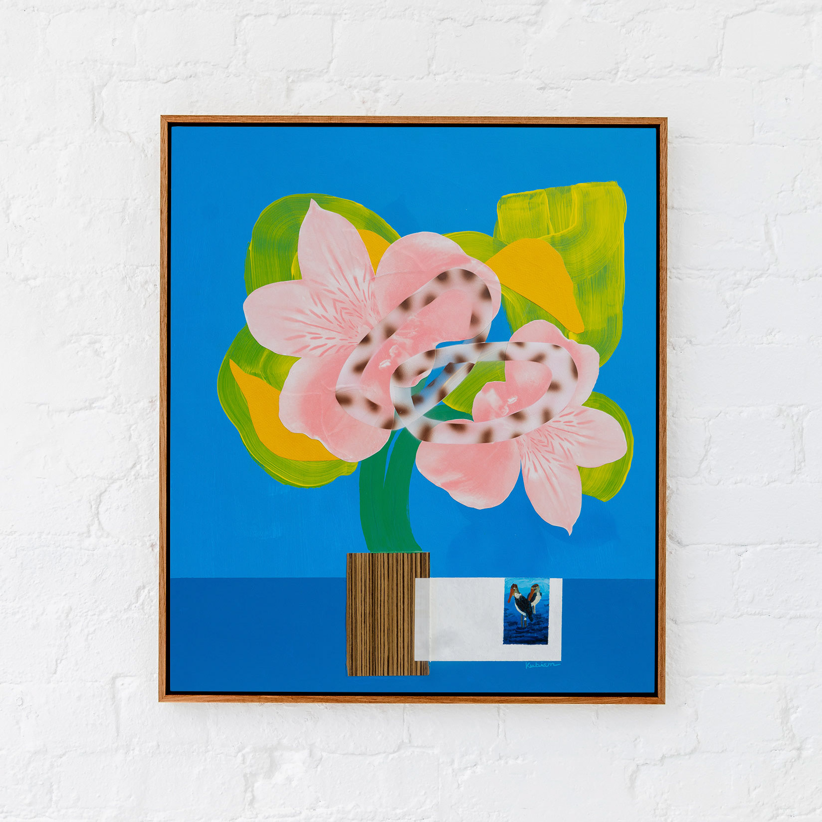 ‘House of Jealous Lovers’ 2024 - Acrylics and collage on wood board, 63cm x 73cm, Tasmanian Oak float frame with linseed oil finish