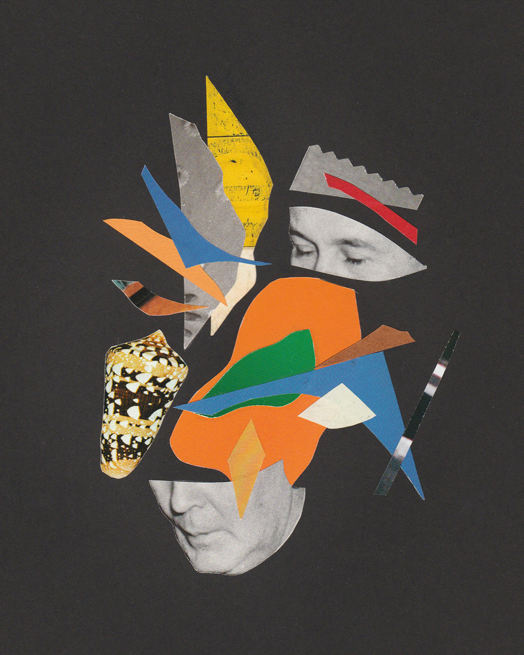 Man Shares His Memories, Analogue collage on paper, 2020