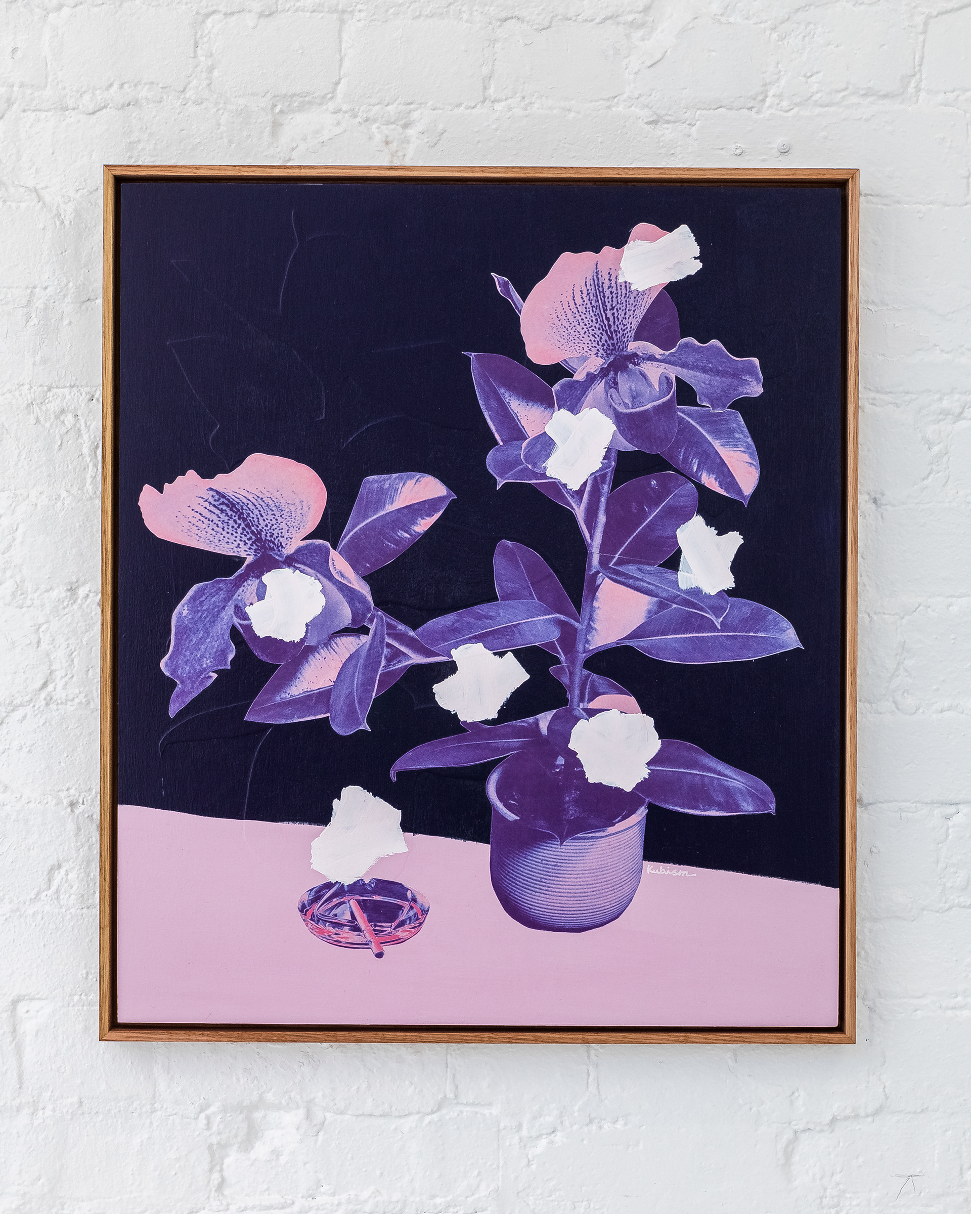 SOLD - ‘Sweet Laramie’ 2023 - Acrylics and collage on wood board, 63cm x 73cm, Tasmanian Oak float frame with linseed oil finish