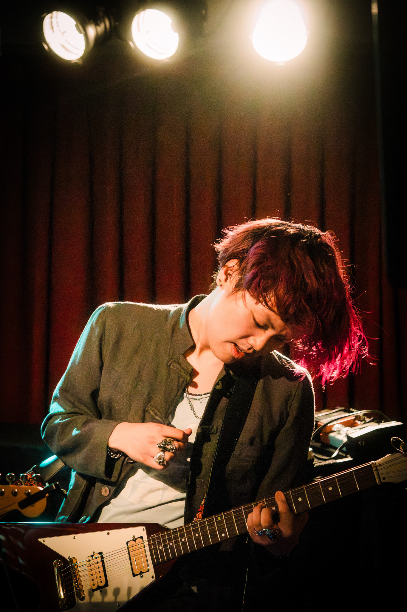Close-up of guitarist during Tokyo live show