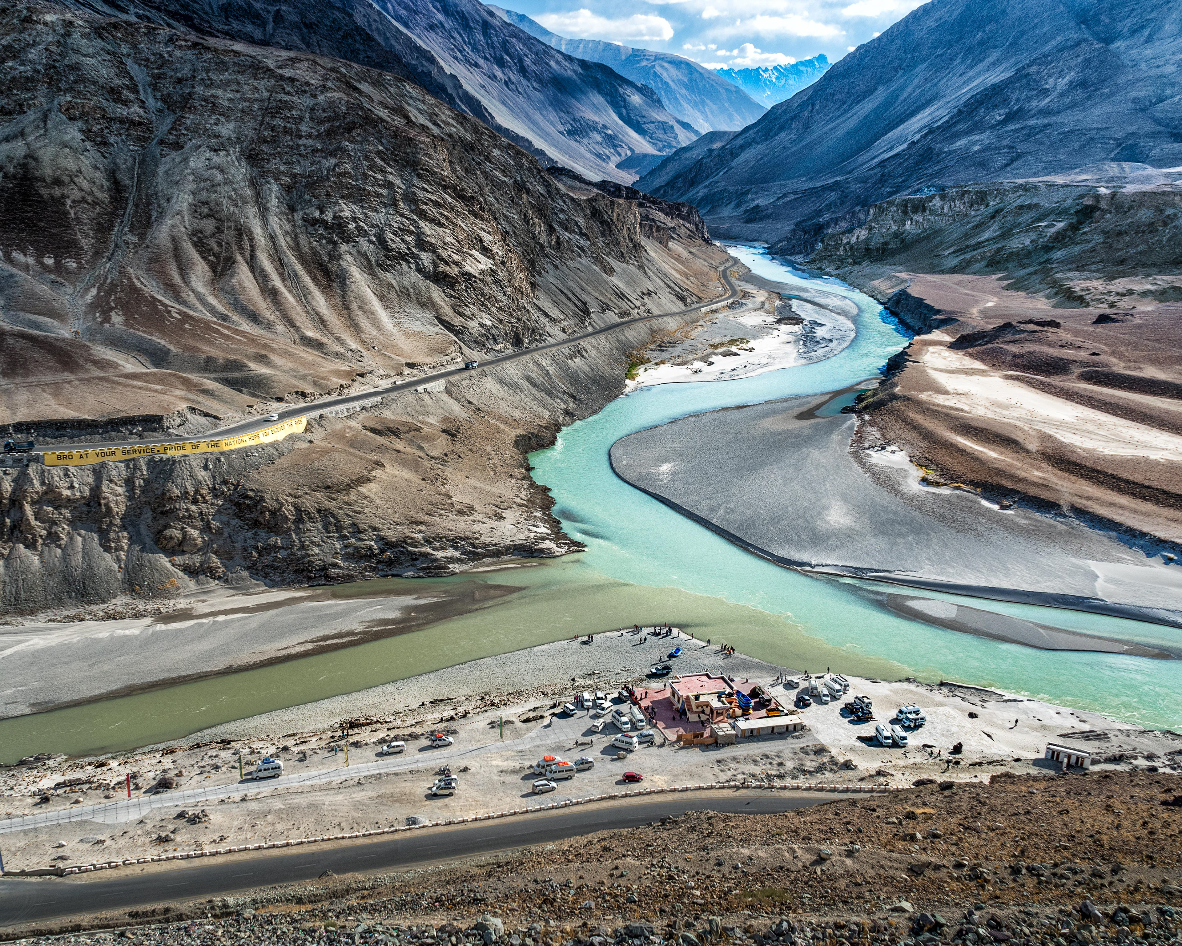 Confluence of Indus and Zenskar rivers
