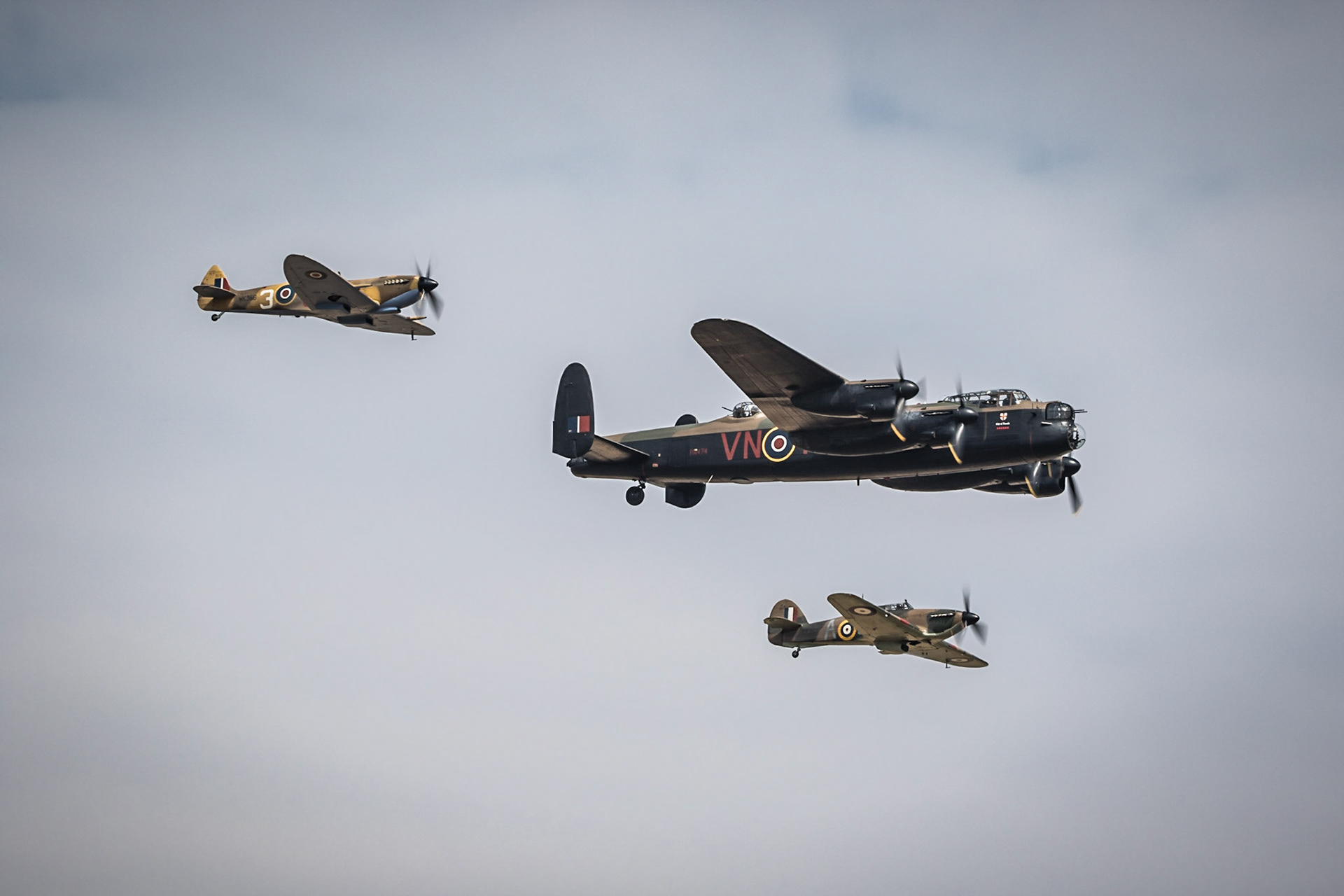 RAF Battle of Britian Memorial Flight Lancaster, Spitfire & Hurricane