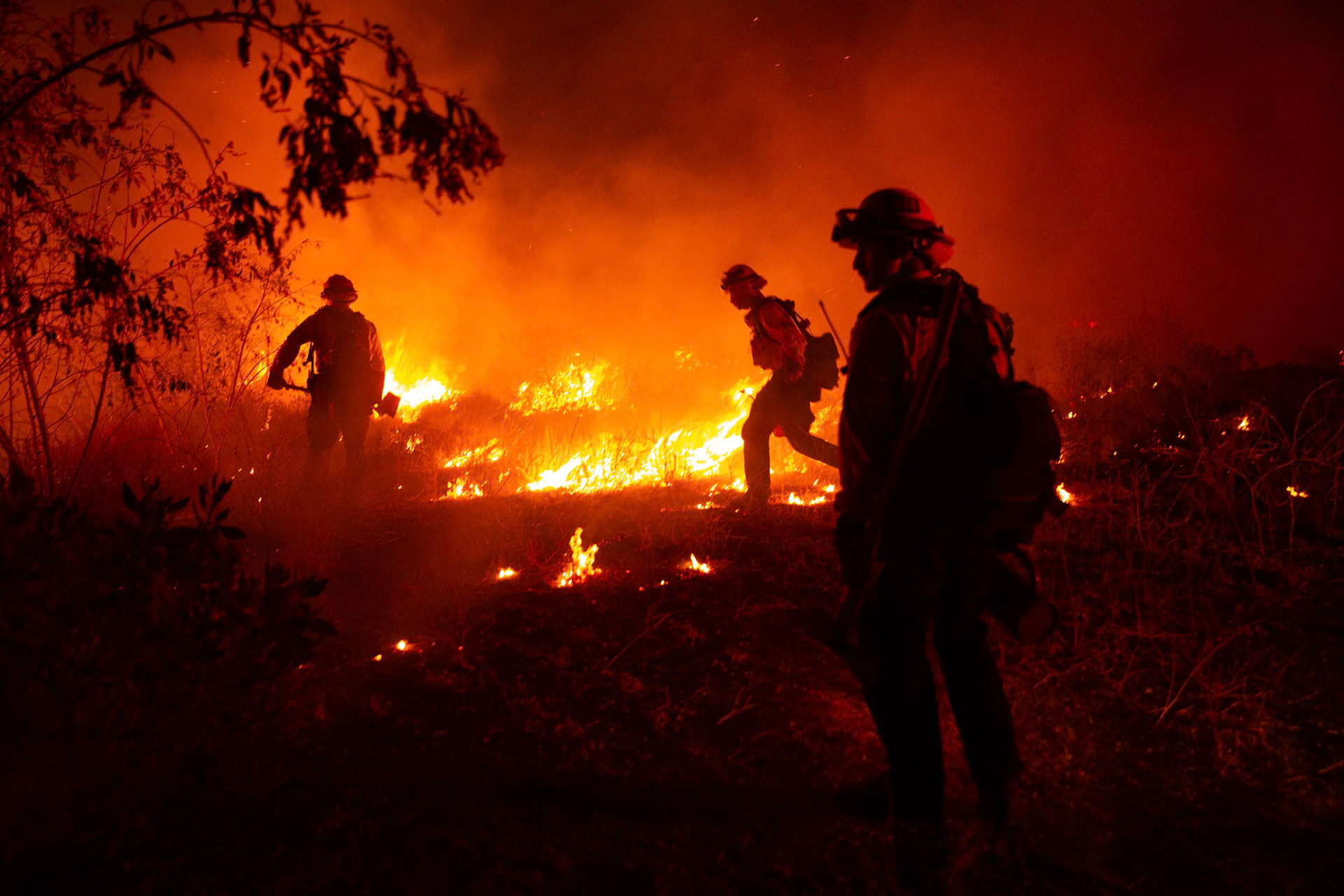 Firefighters perform backfire to prevent the wildfire from reaching nearby homes. The Canyon Fire started around 1:30pm on August 7, 2025 and rapidly spread to 600 acres in less than two hours. Aided by the heatwave in Southern California that reached 100 degrees Ferehnehit, dry vegetation, and steep topology; the fire is 0% contained and 4,800 acres as of Thursday night.