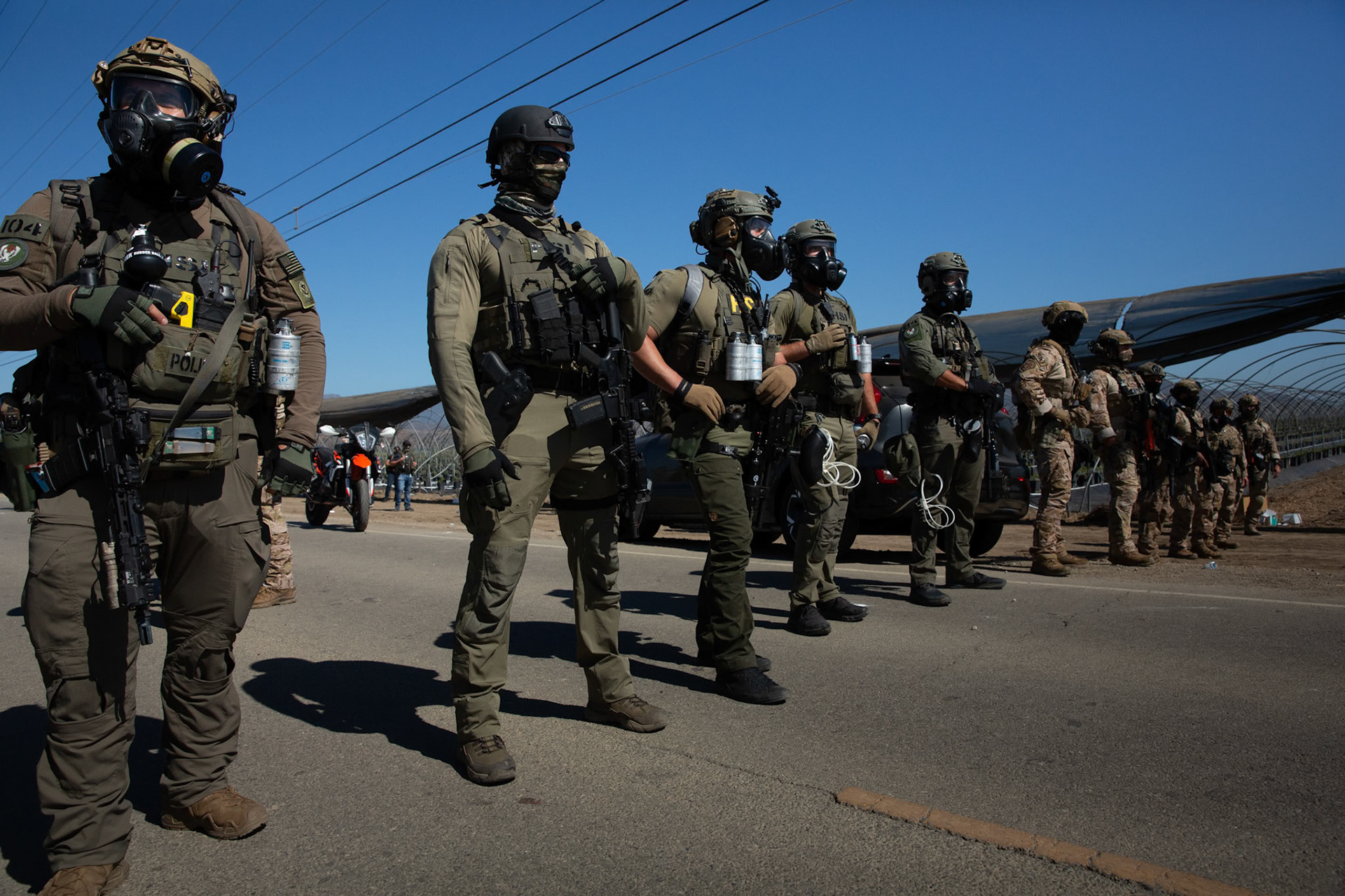 DHS agents from multiple subsidiaries conducts a mass raid at a farm in Camarillo, Calif. on July 10, 2025.