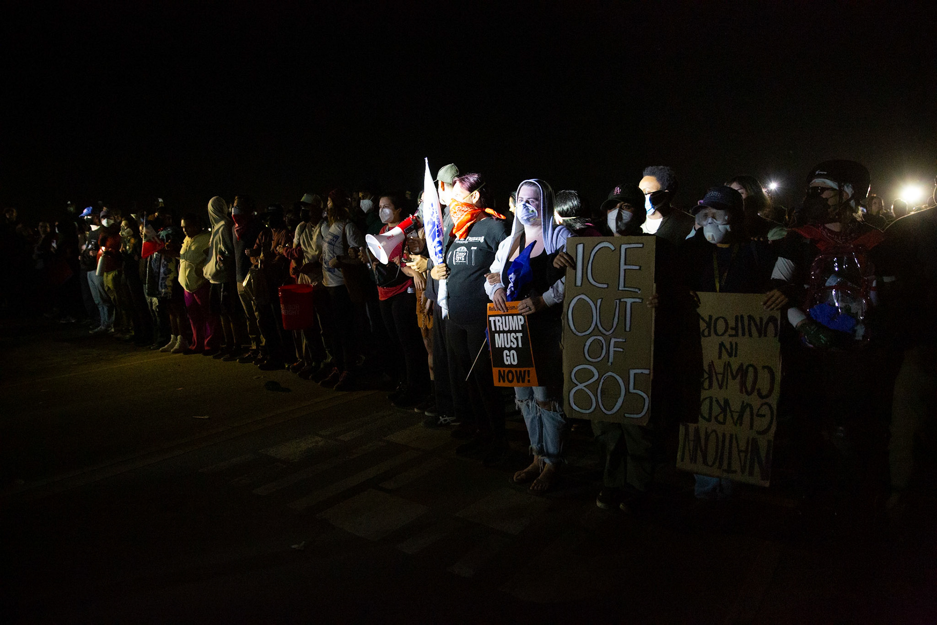 DHS agents and National Guards at a standoff with a mixed crowd of demonstrators and families searching for their loved ones. DHS agents from multiple subsidiaries conducts a mass raid at a farm in Camarillo, Calif. on July 10, 2025.