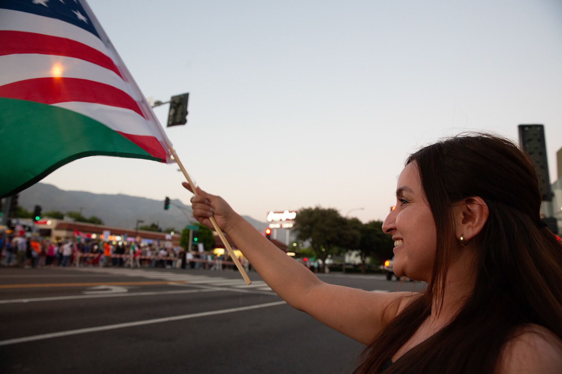 Residents and clergy gather in Pasadena, Calif. on June 18, 2025 to demonstrate against immigration raids conducted by ICE and Federal police.