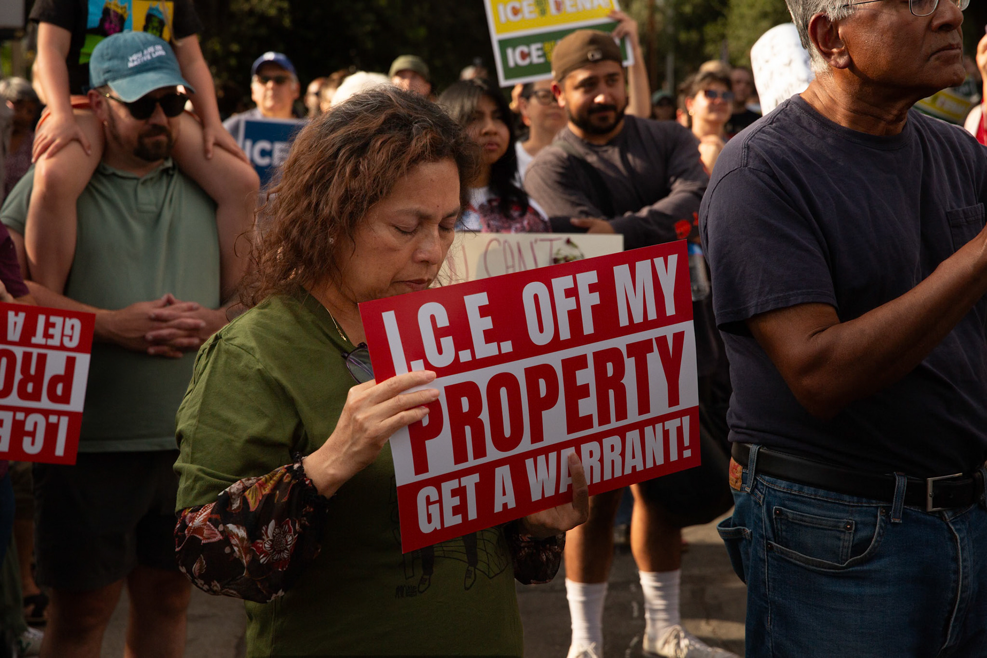 Citizens pray asPastor Kerwin Manning leads a player during a vigil held in honor of residents abducted by ICE in Pasadena, Calif. on June 21, 2025.
