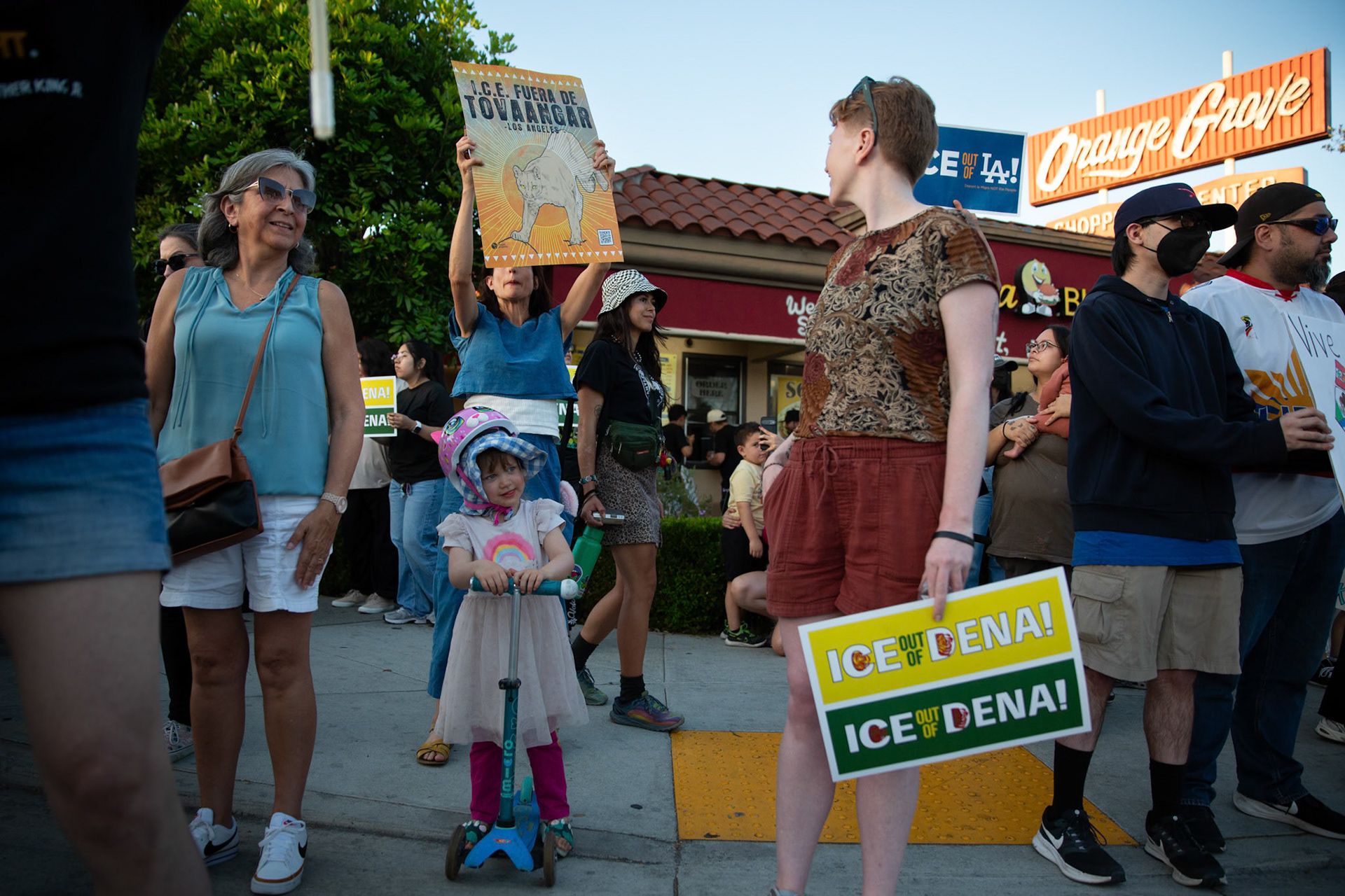 Residents and clergy gather in Pasadena, Calif. on June 18, 2025 to demonstrate against immigration raids conducted by ICE and Federal police.
