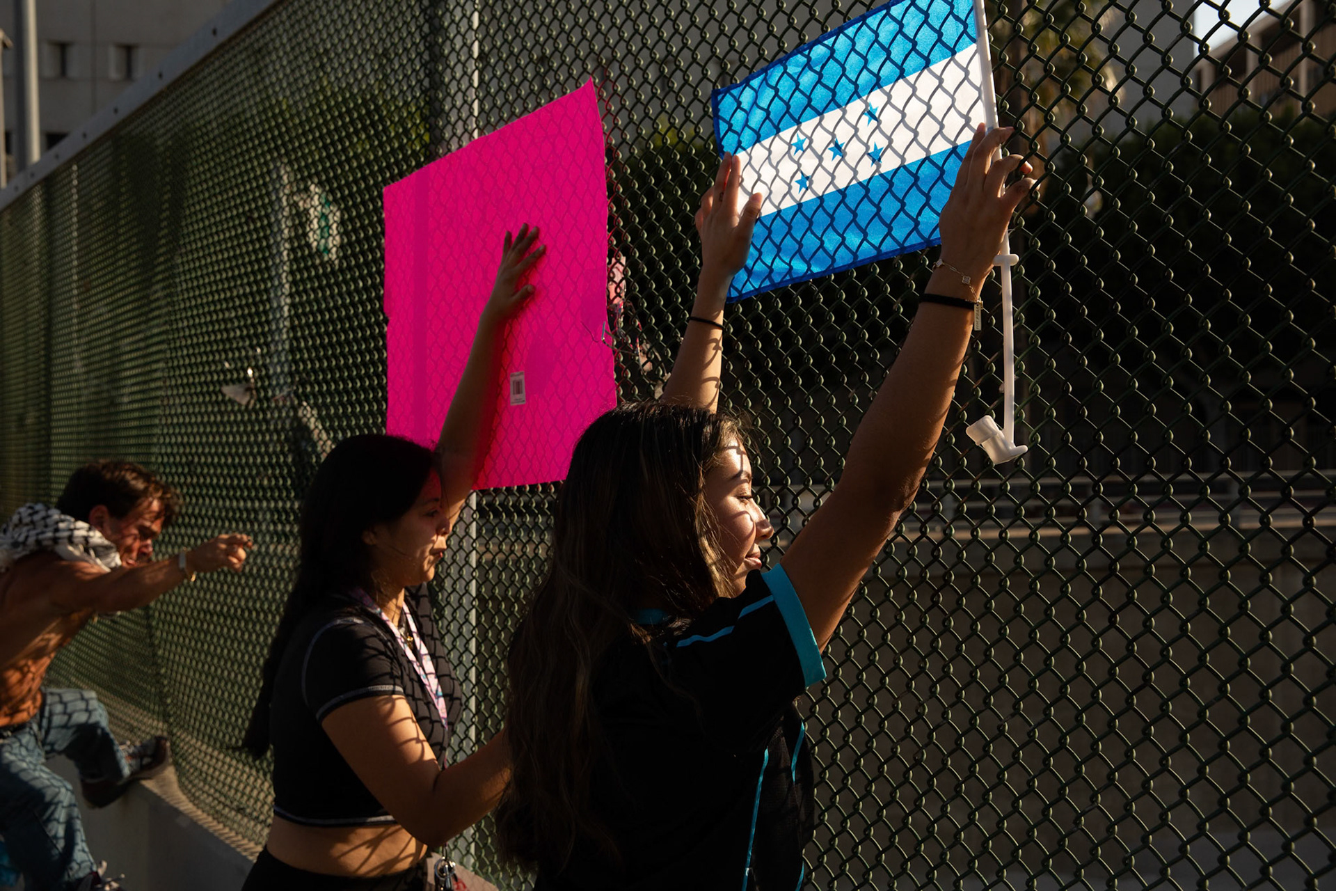Demonstrations continue in front of the U.S. Department of Homeland Security-Immigration and Customs Enforcement building  in Downtown Los Angeles, Calif. on June 13, 2025 during a protest against immigration raids conducted by ICE and Federal police.