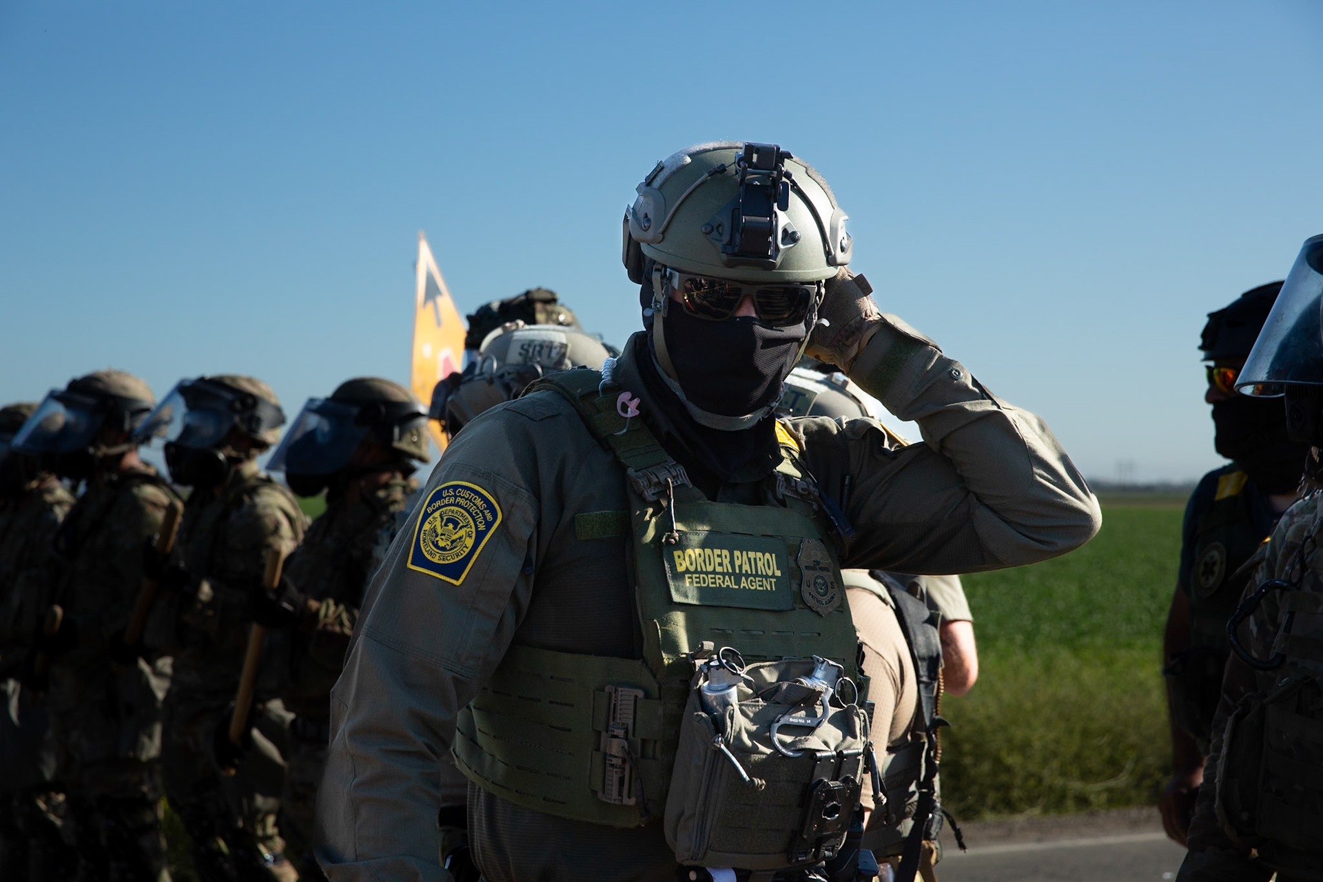 DHS agents from multiple subsidiaries conducts a mass raid at a farm in Camarillo, Calif. on July 10, 2025.