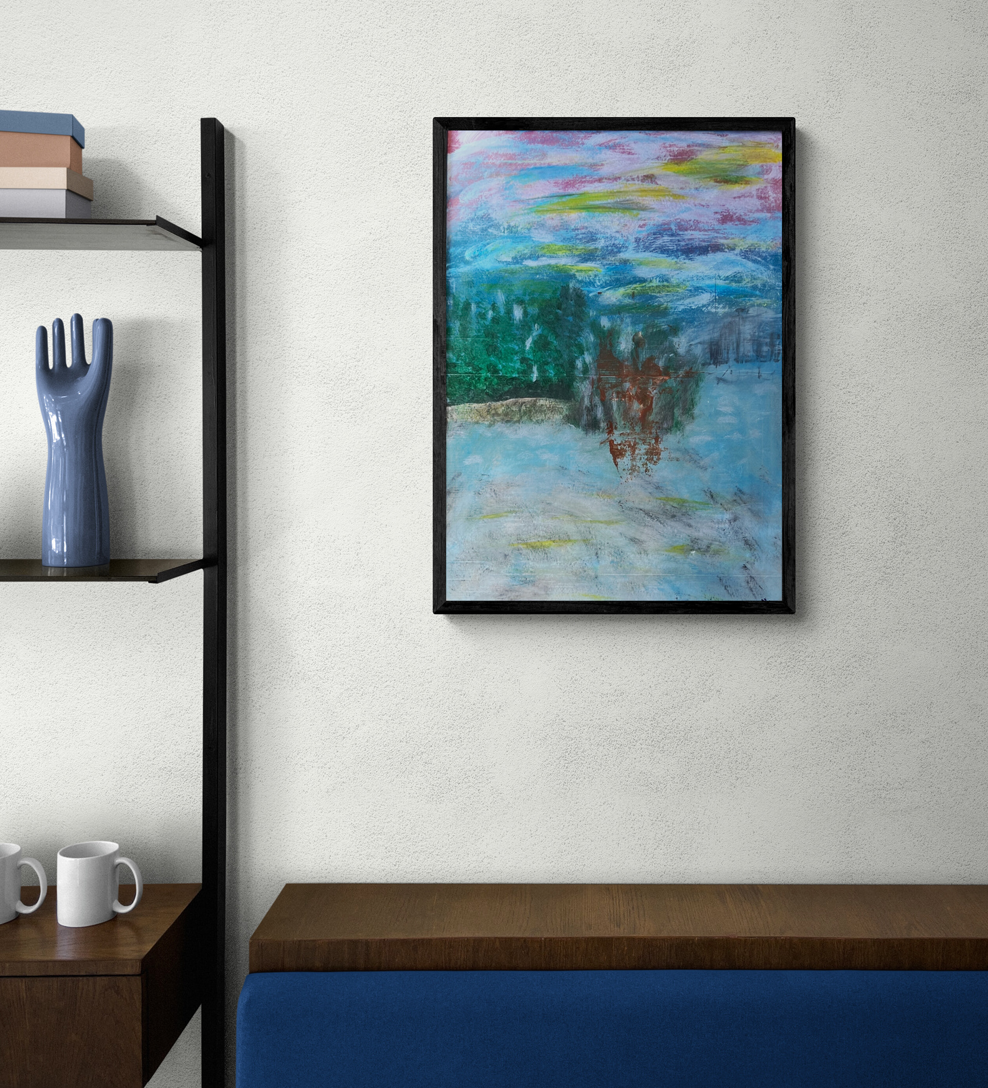 akryl på pap ca 70x50cm Akryllandsskab 900.-