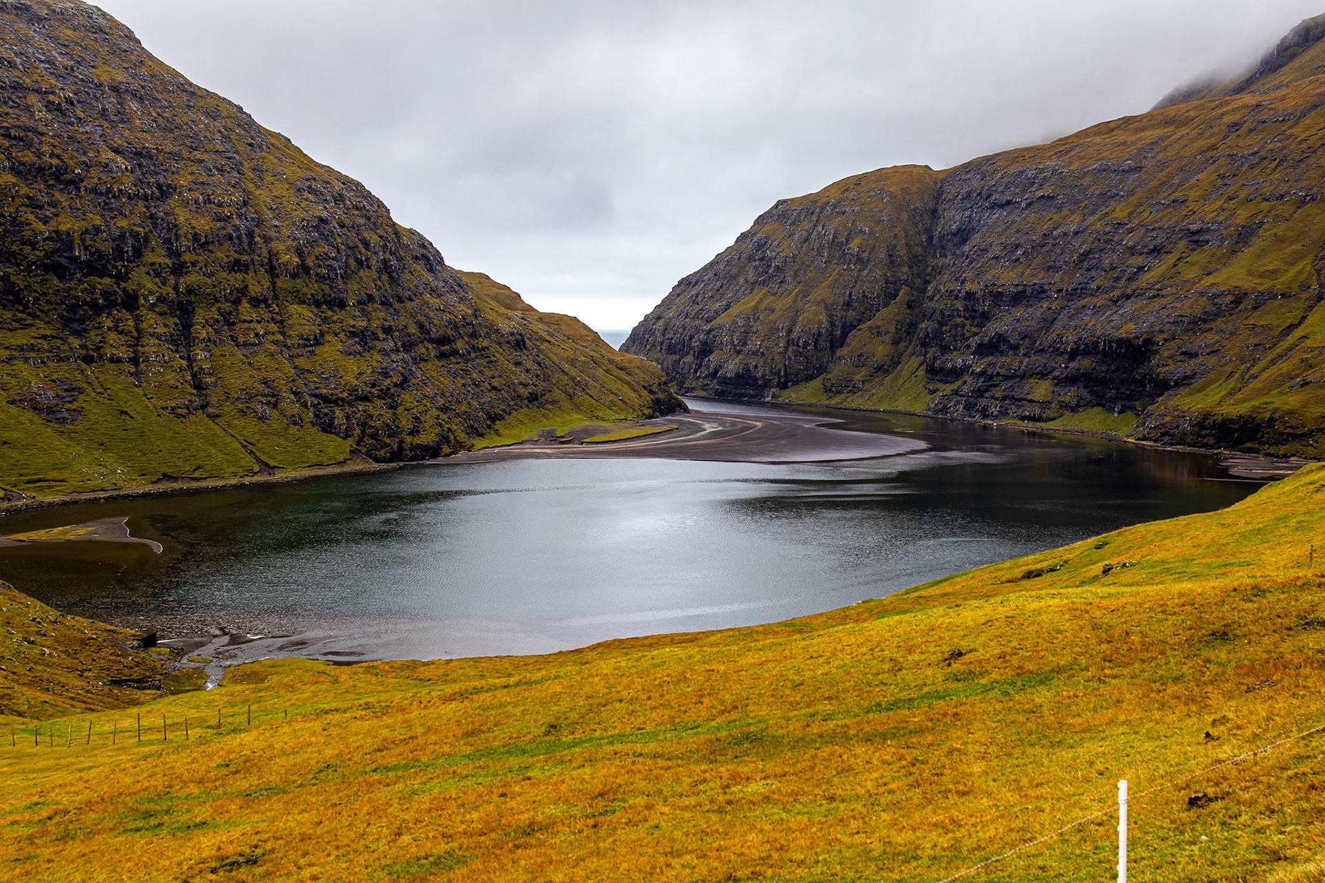View from Saksun to the tidal lagoon Pollurin